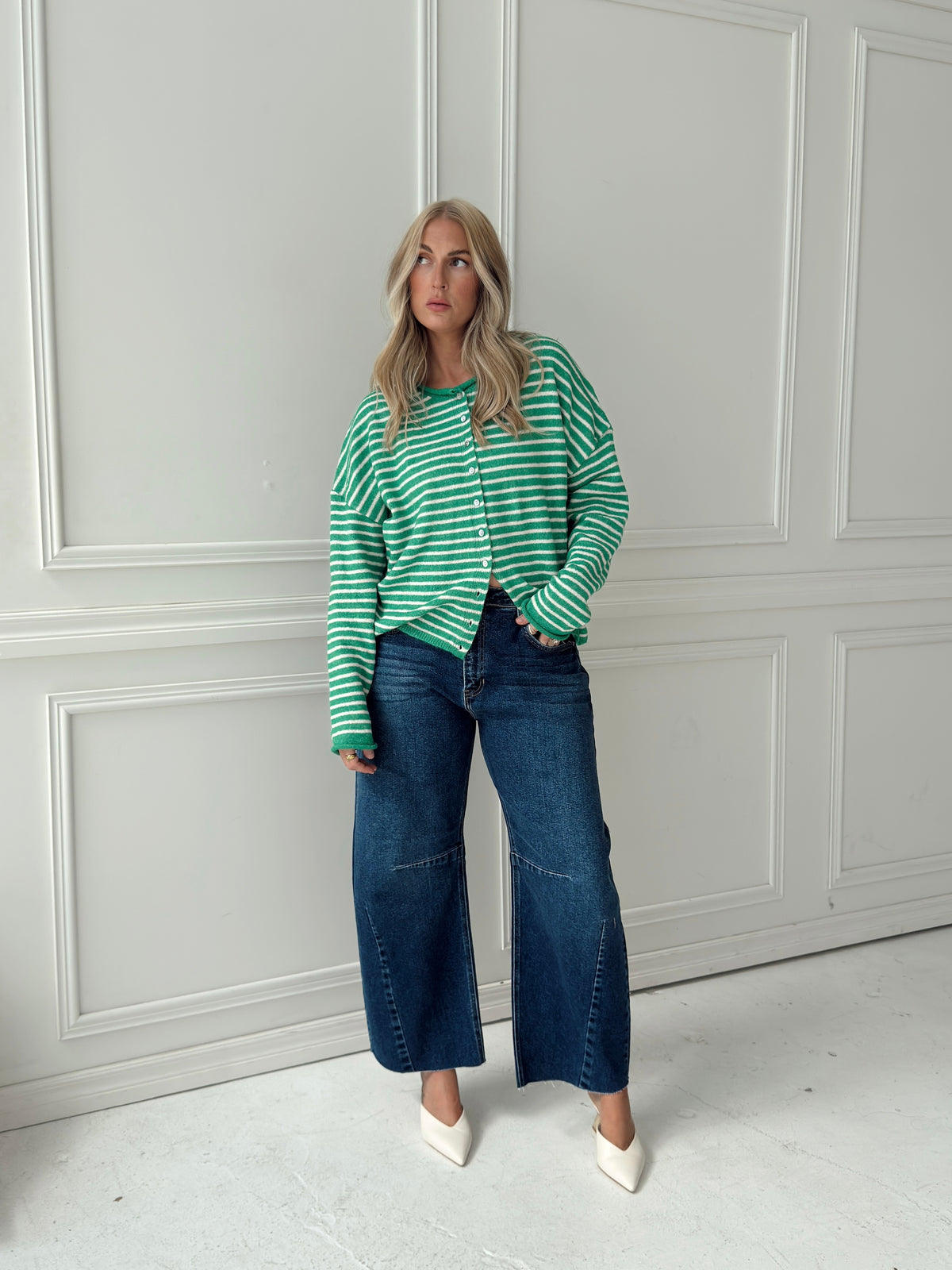 Brynn Striped Cardigan - Green