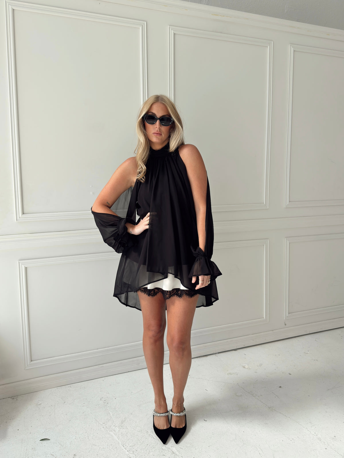 Darla Chiffon Top - Black