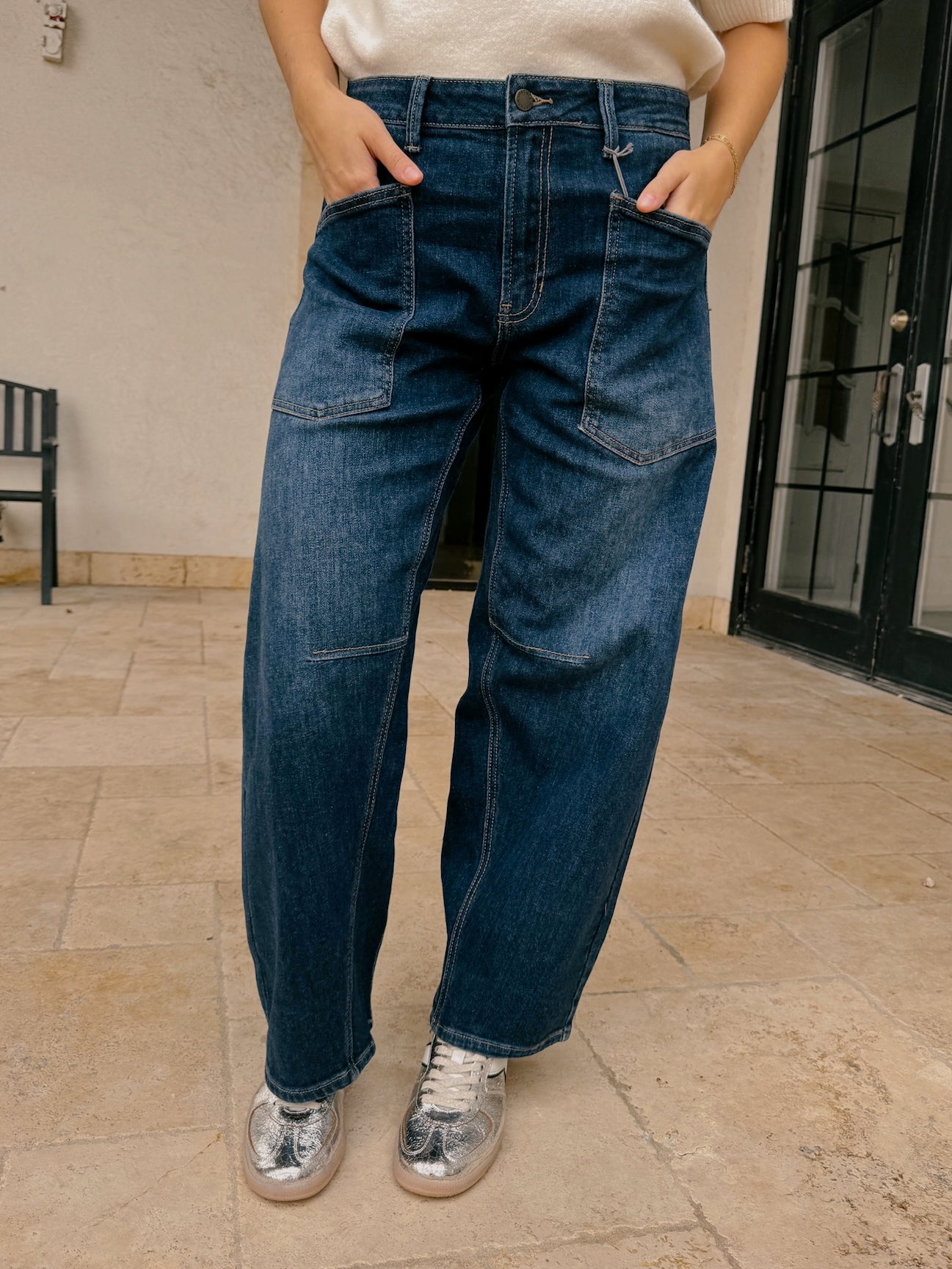 Patch Pocket Dark Barrel Jean