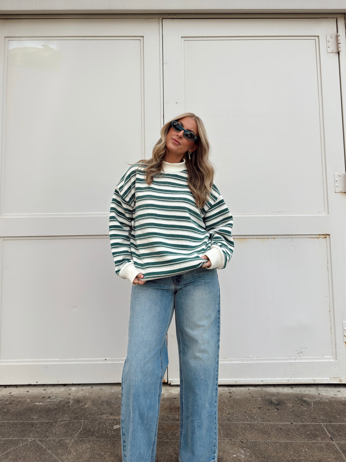 Sidney Striped Mock Neck Sweater