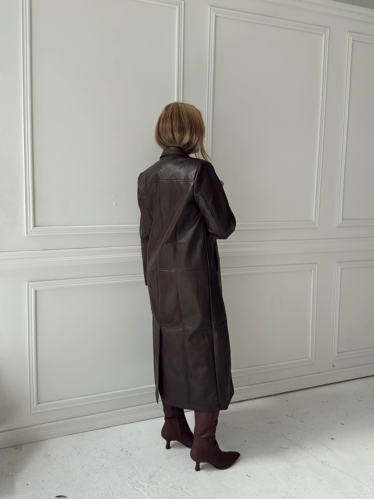 Freya Faux Leather Long Coat