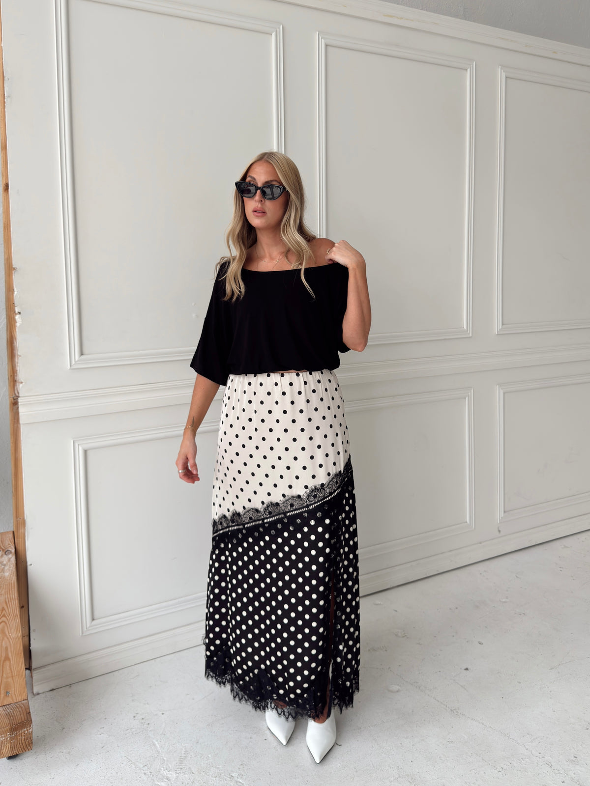 Diana Dual-Tone Polka Dot Maxi Skirt