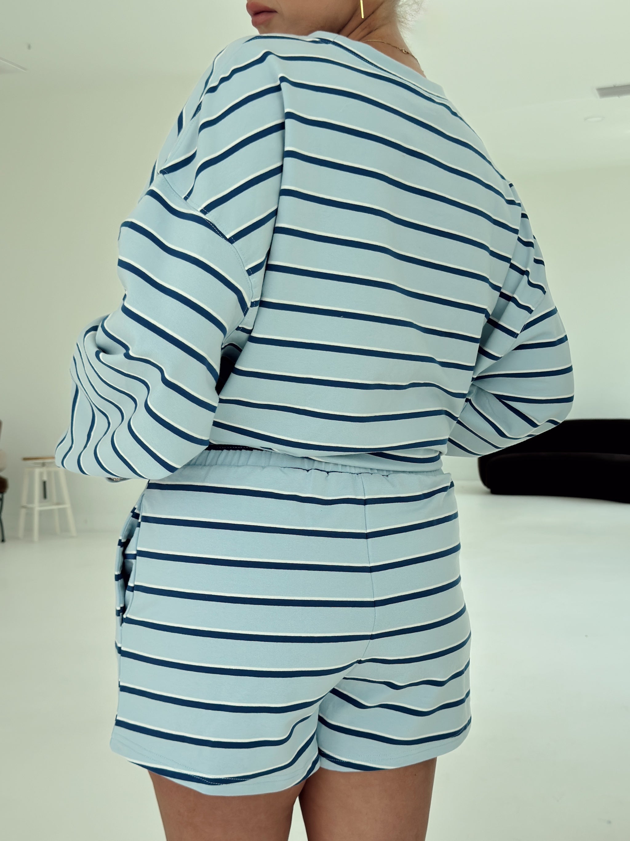 Crosby Stripe Shorts - Navy and Baby Blue