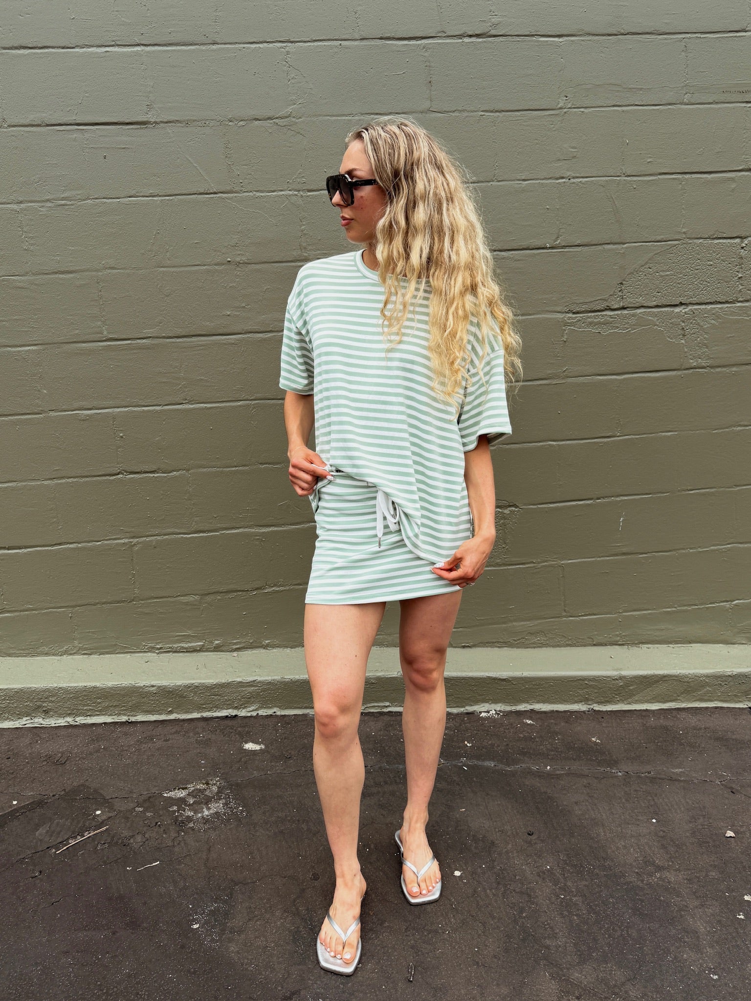Weekender Stripe Skort - Sage