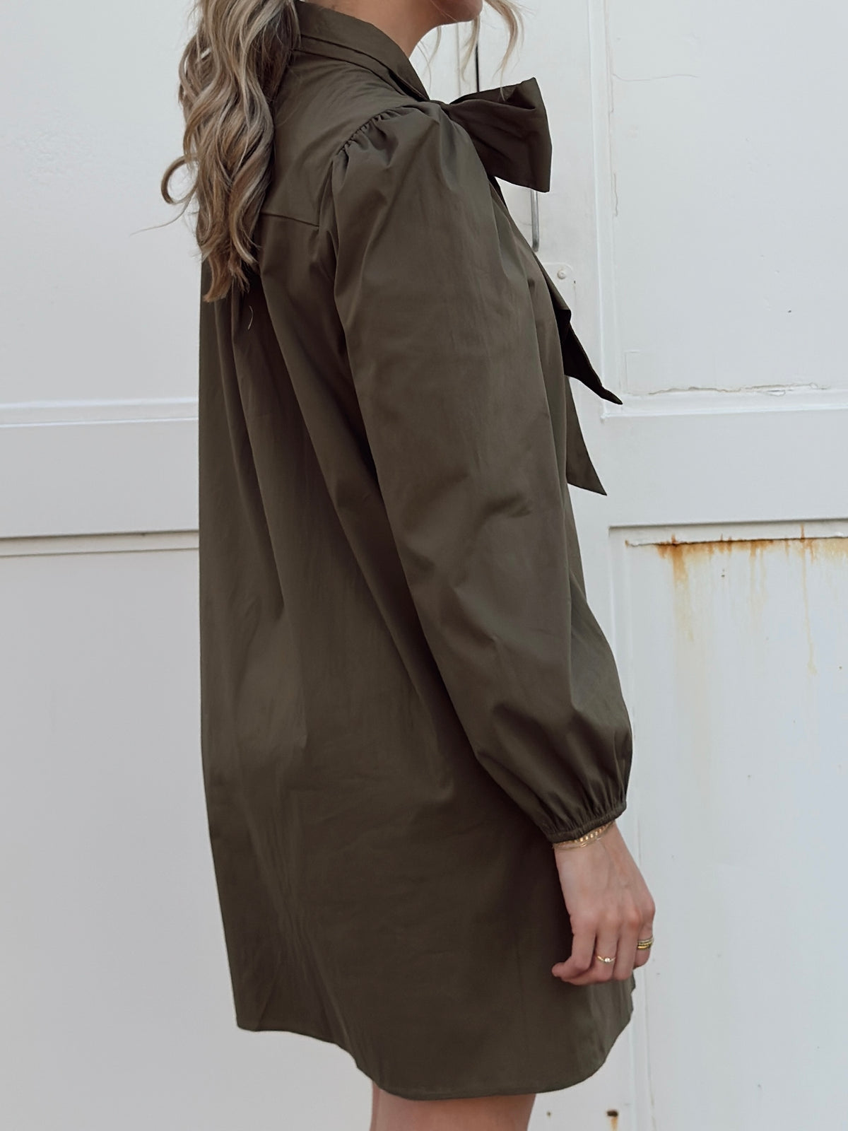 Thelma Olive Tie Neck Dress
