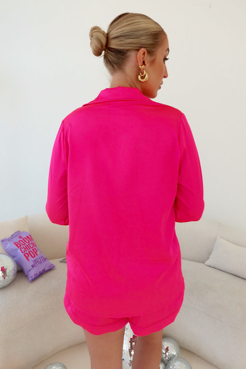 Buddylove Prescott Feather Trim Pajama Set - Hot Pink