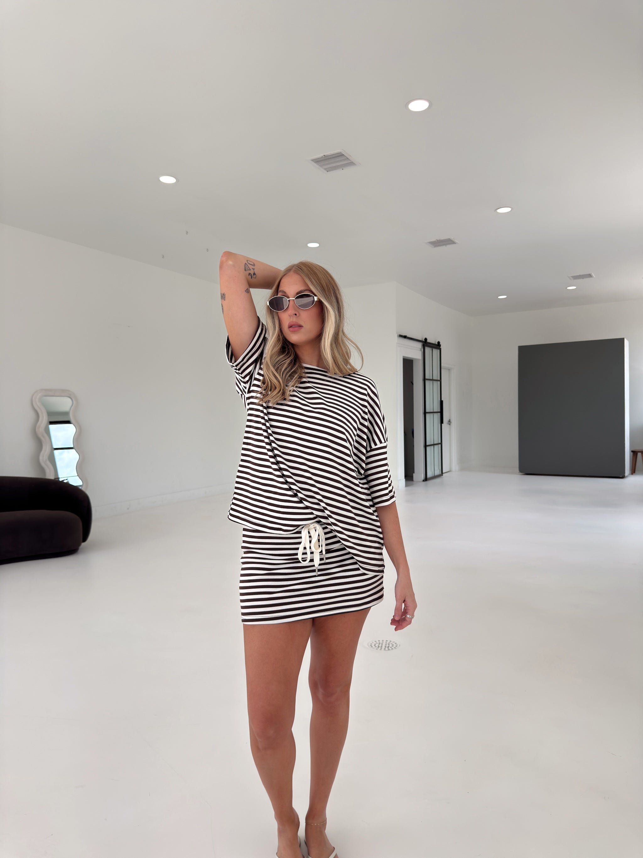 Pre-Order Weekender Stripe Top - Brown (restock eta 8/30)