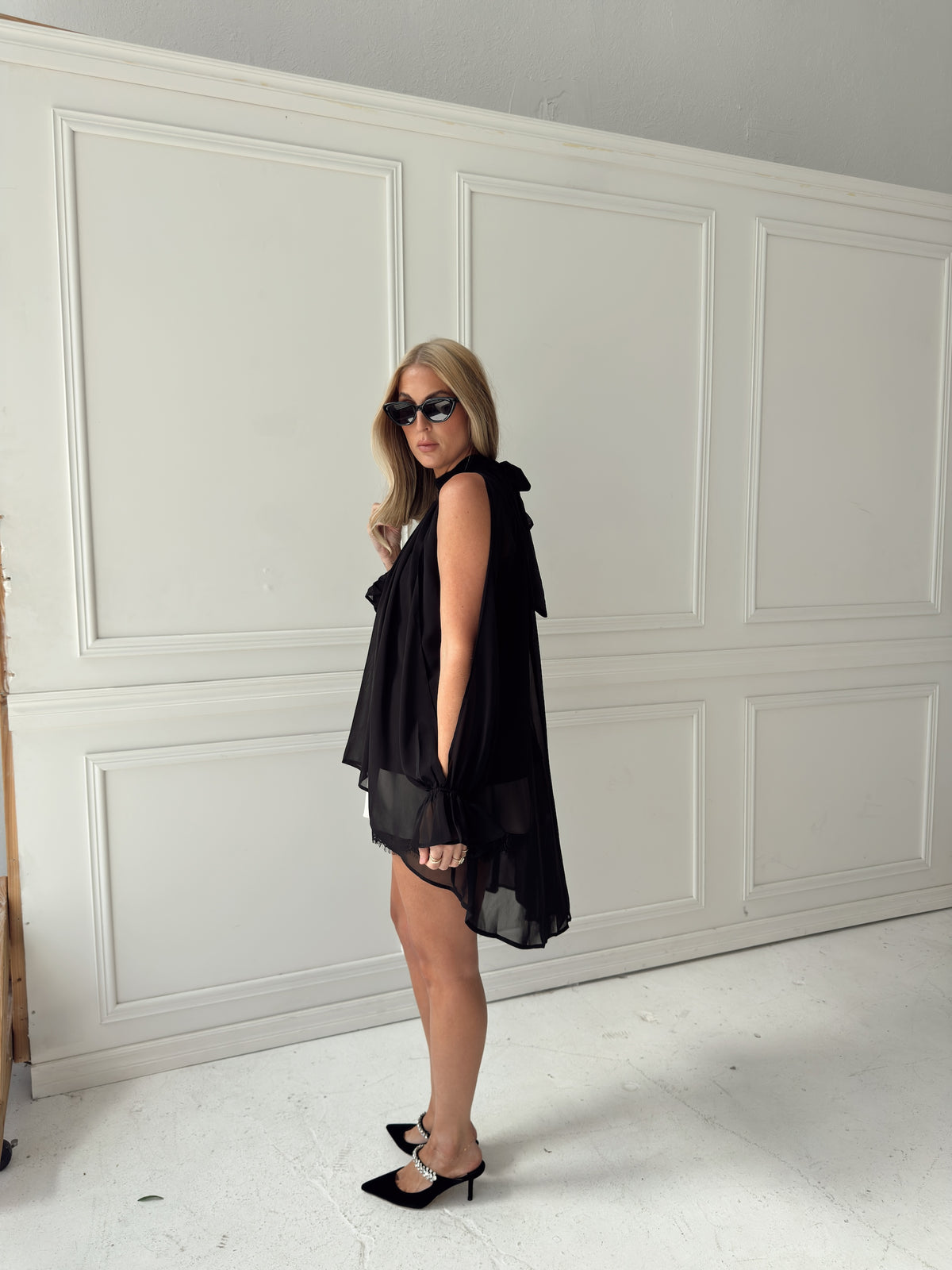 Darla Chiffon Top - Black