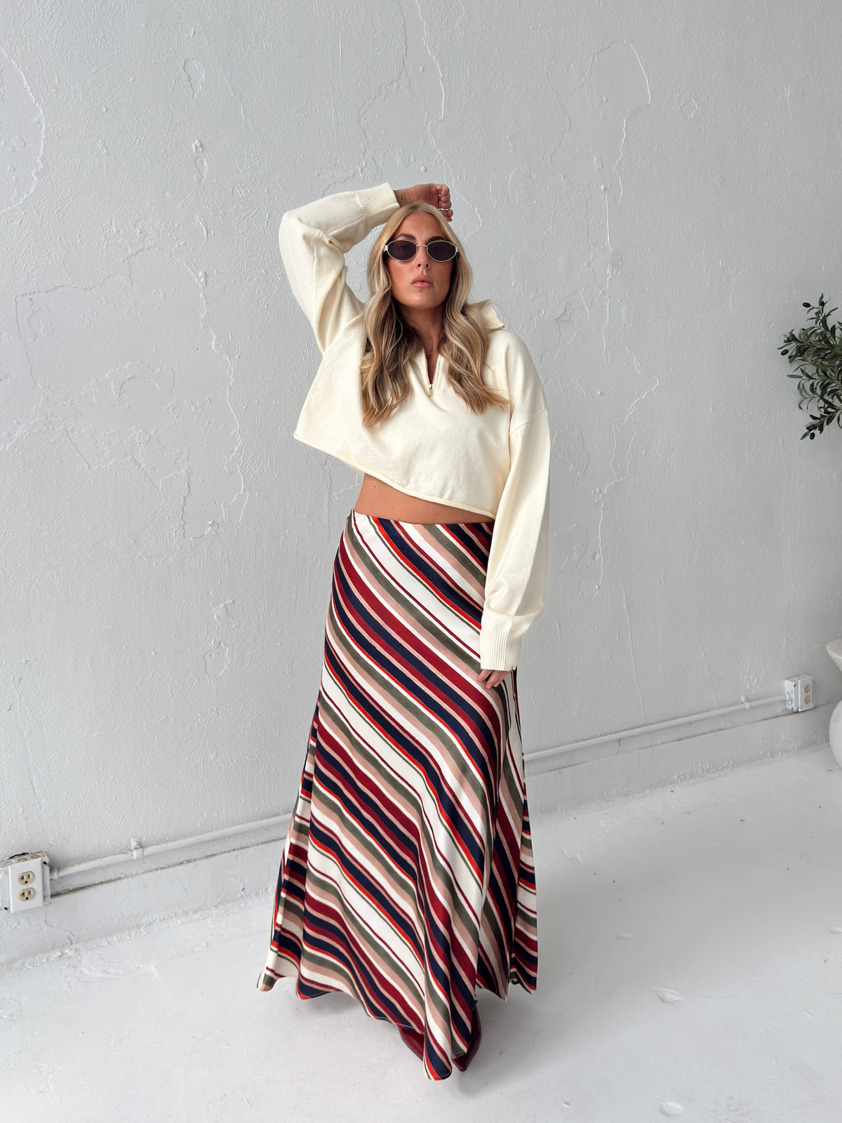 Pre-Order Dani Diagonal Stripe Maxi Skirt (restock eta 10/19)