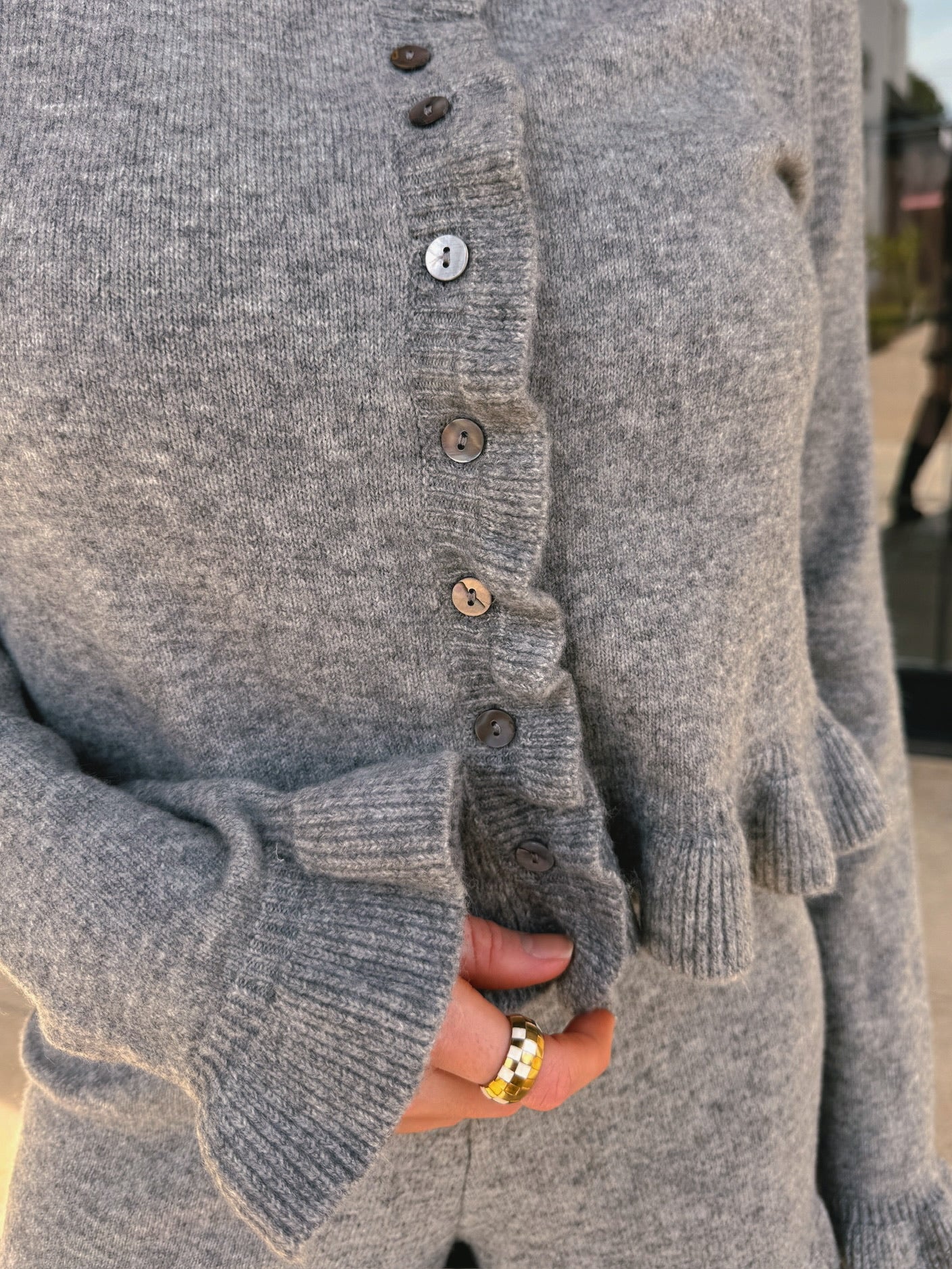 Ruffled Gray Cardigan