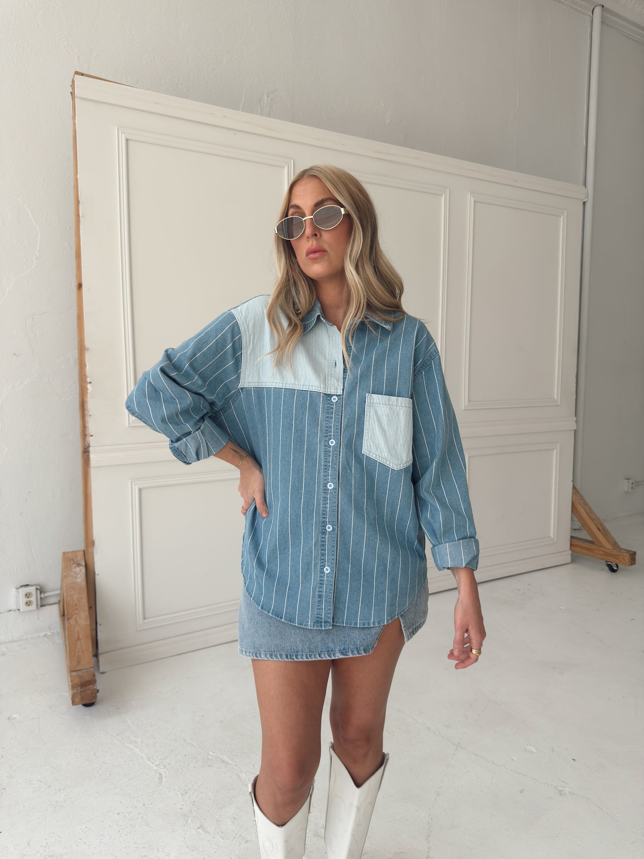 Baylee Blue Denim Button Down