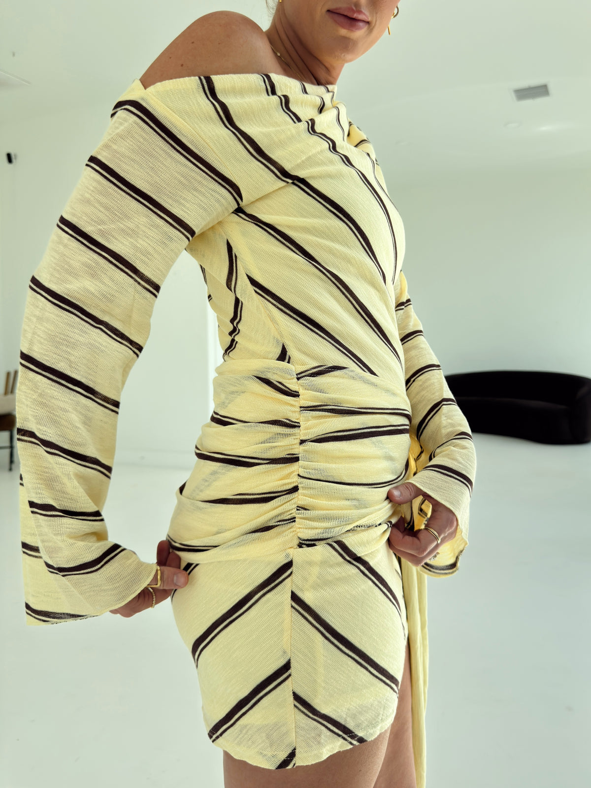 Abigail Yellow Stripe Mini Dress