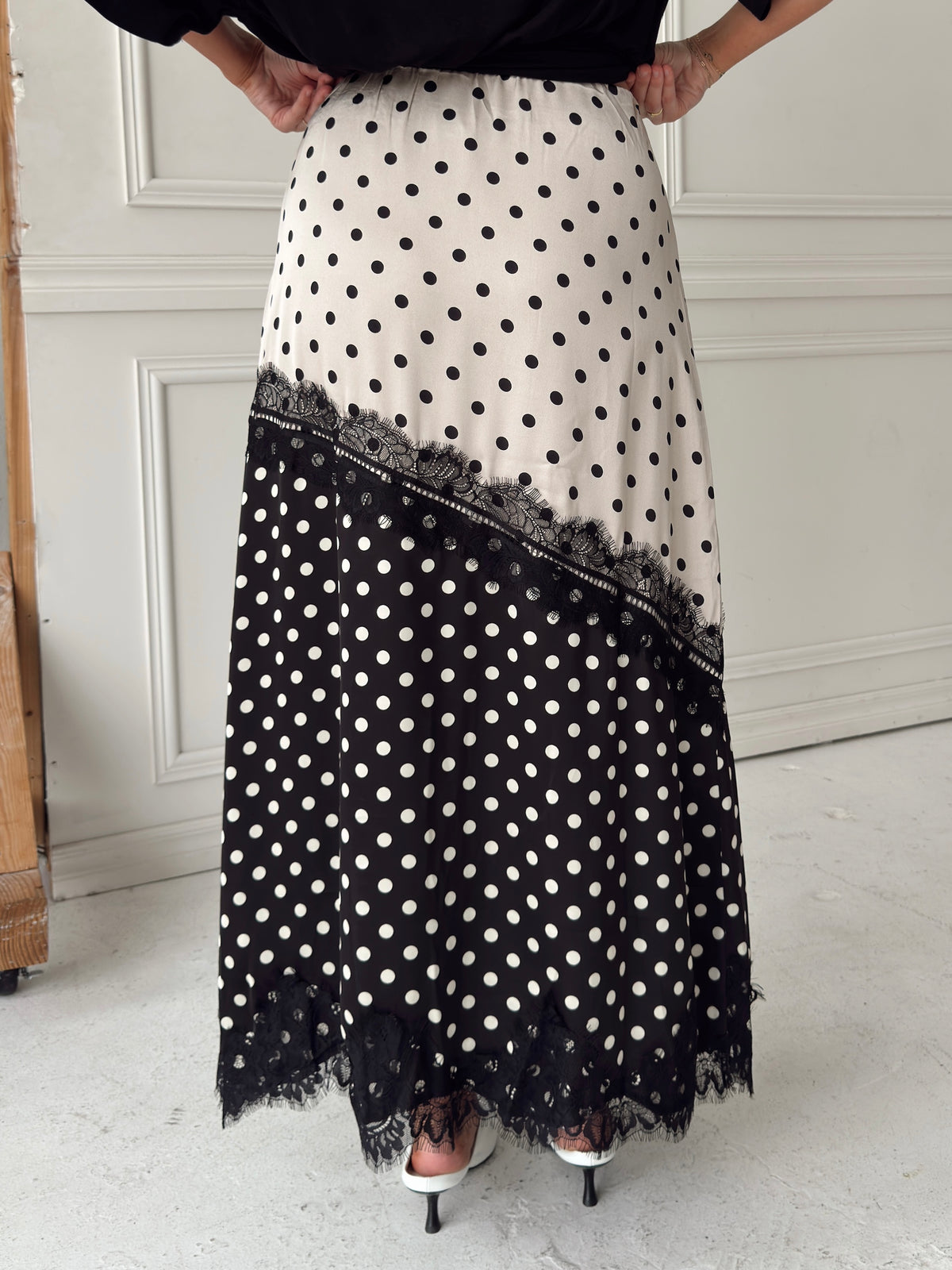 Diana Dual-Tone Polka Dot Maxi Skirt