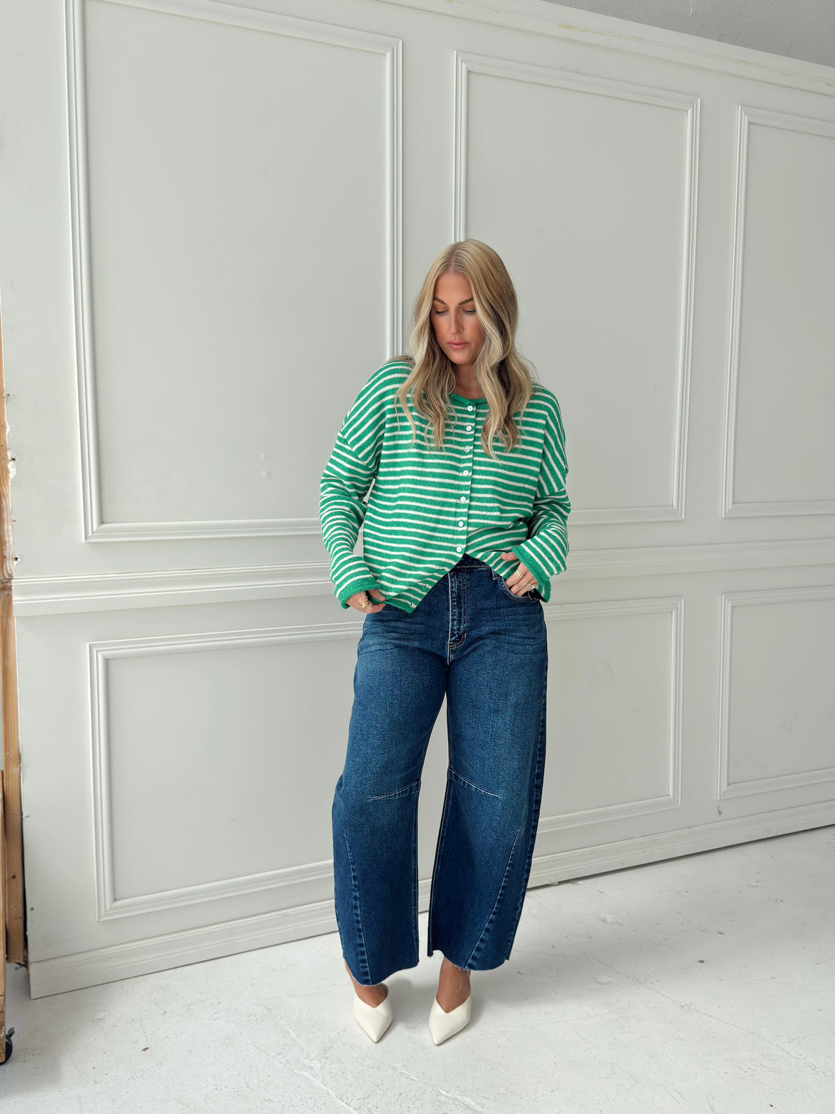 Brynn Striped Cardigan - Green