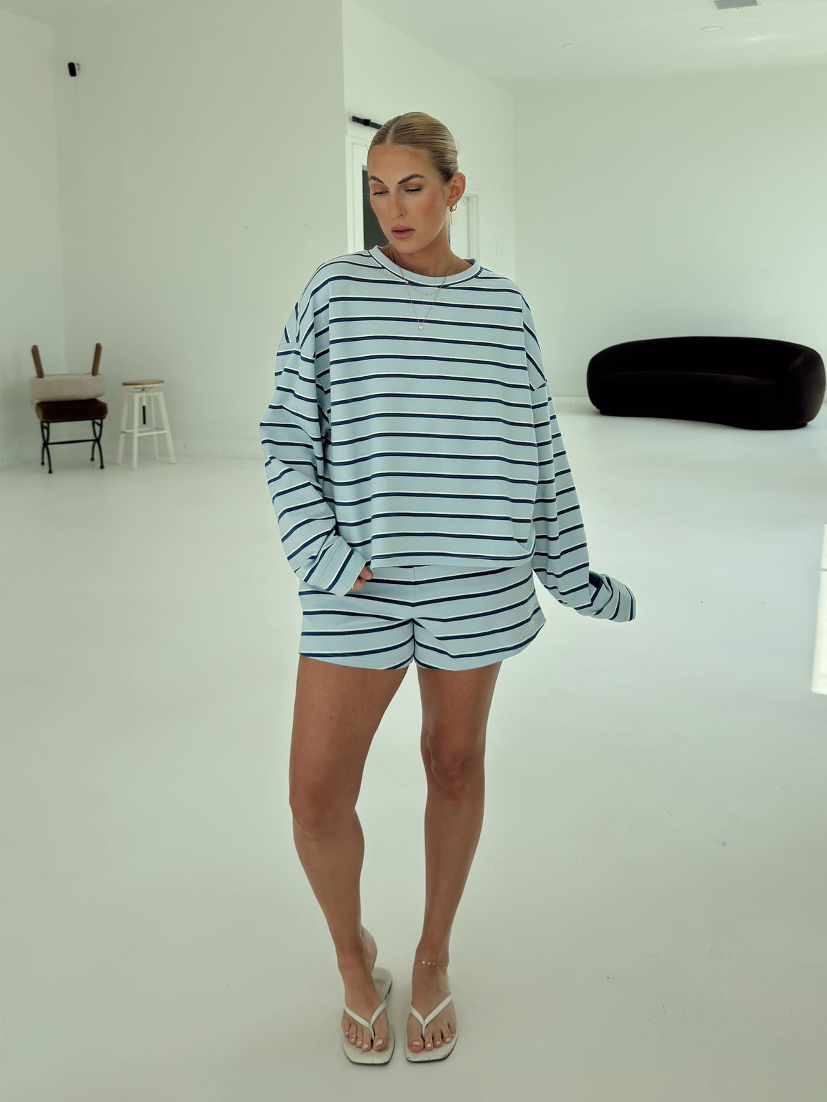 Crosby Stripe Shorts - Navy and Baby Blue