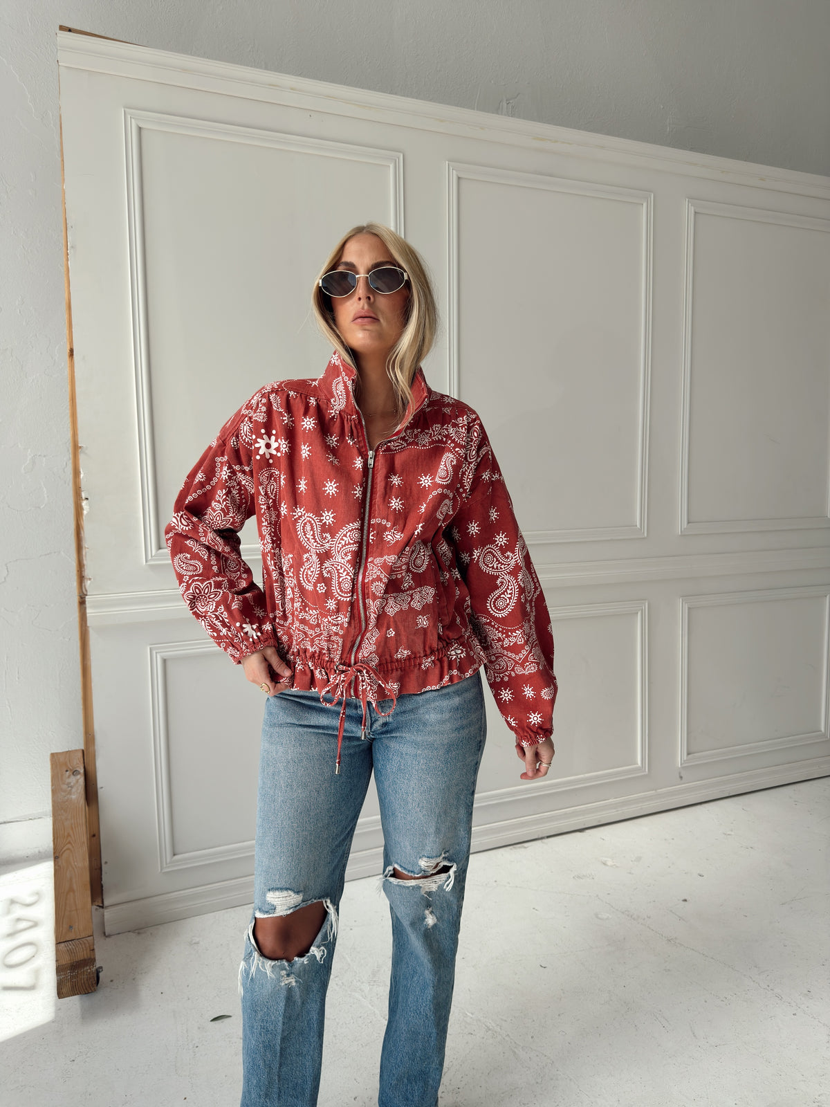 Chloe Bandana Print Bomber Jacket