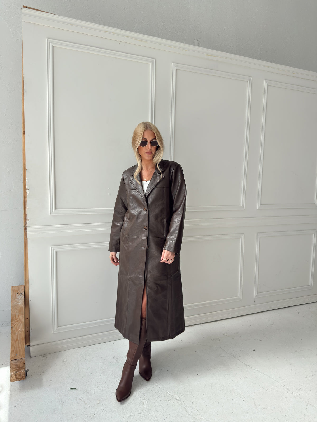 Freya Faux Leather Long Coat