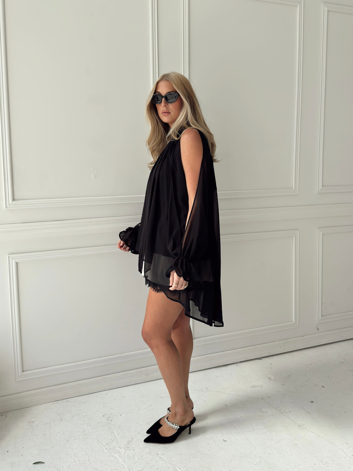 Darla Chiffon Top - Black