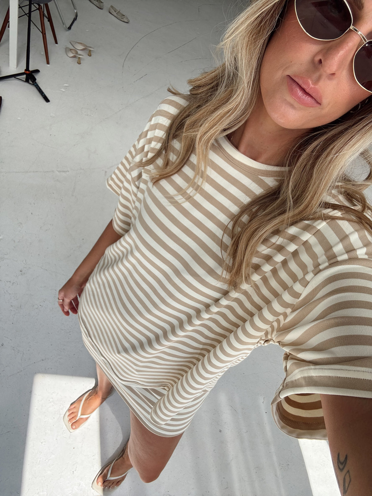 Weekender Stripe Skort - Beige