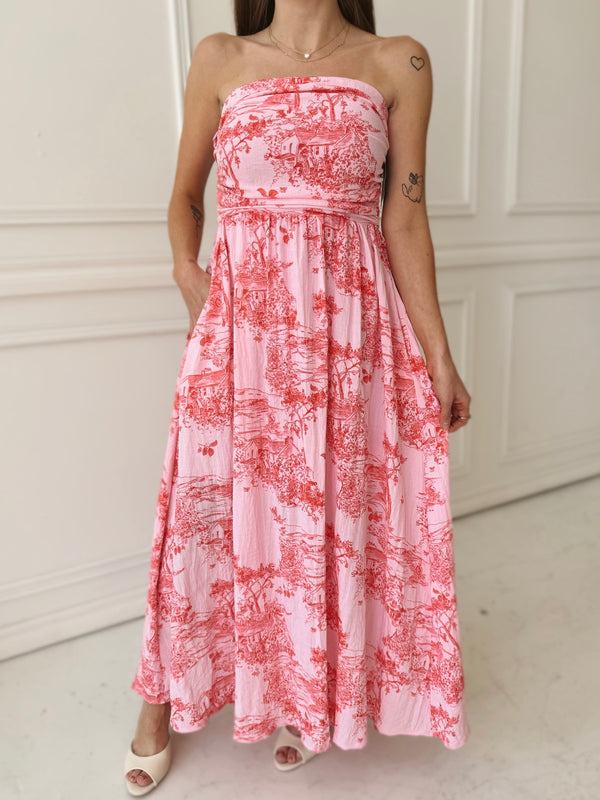 Meet Me in Santorini Sunset Cottage Tube Maxi Dress