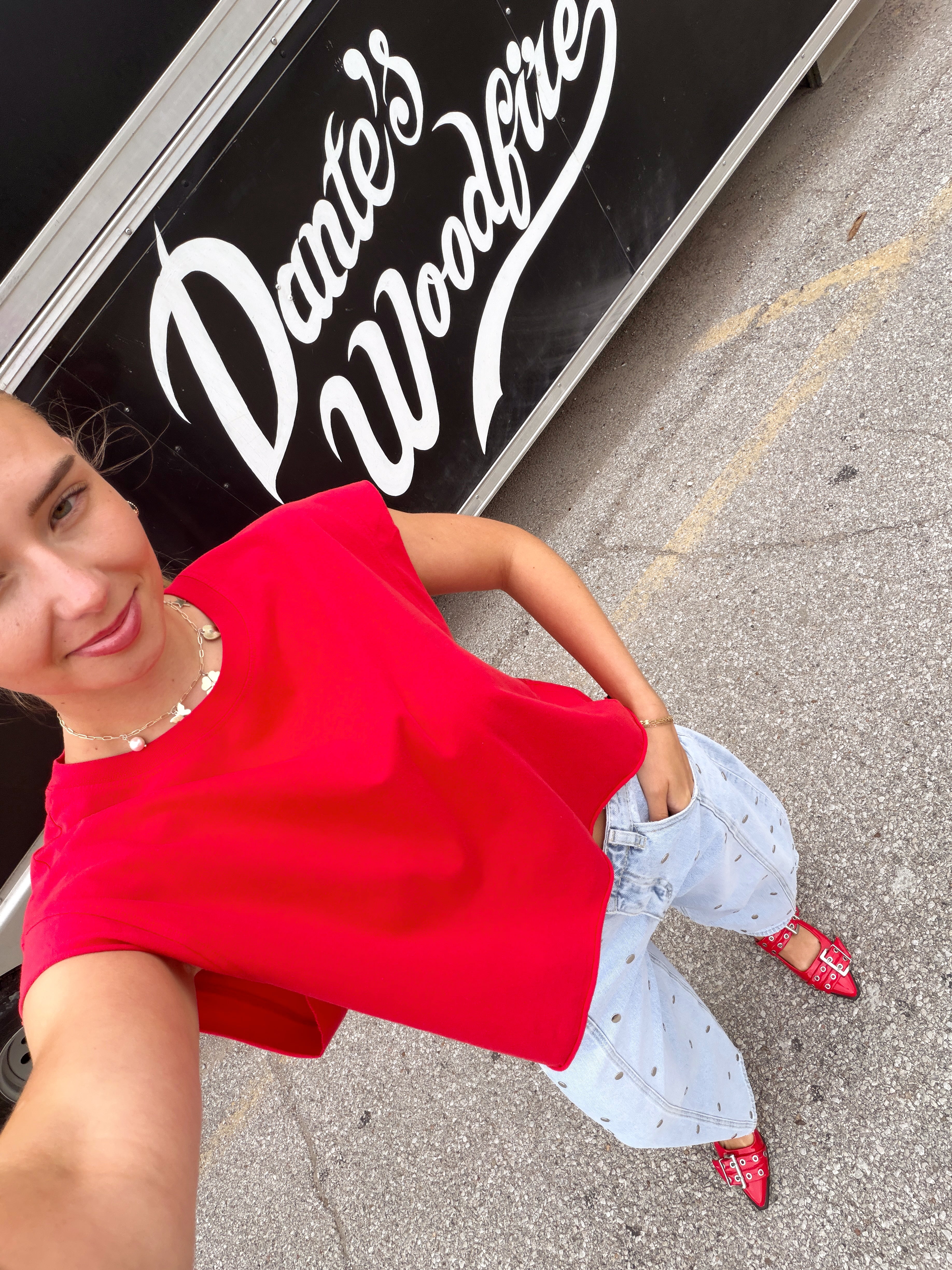 Mia Muscle Tee - Red