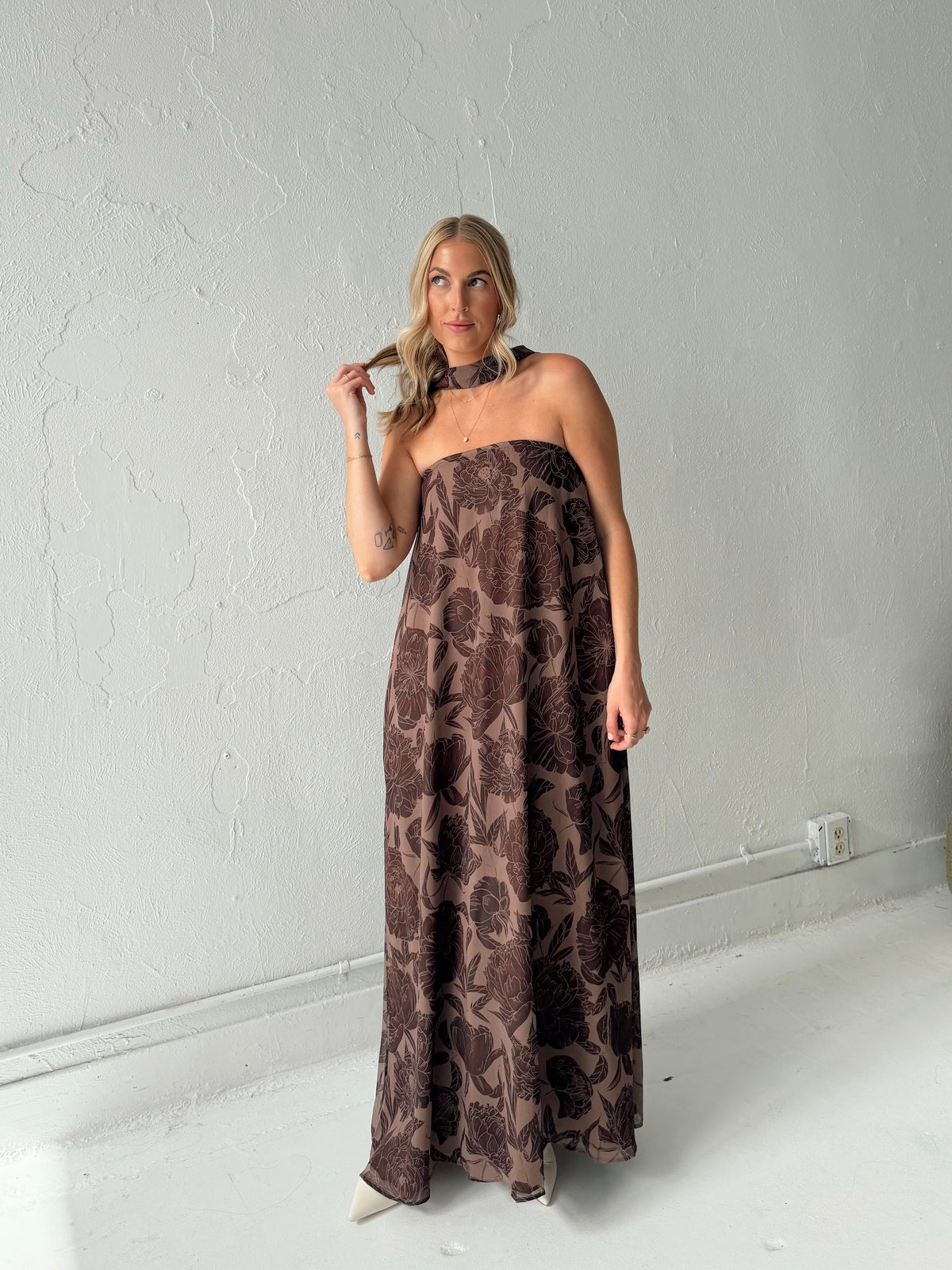 Maddie Chocolate Floral Maxi