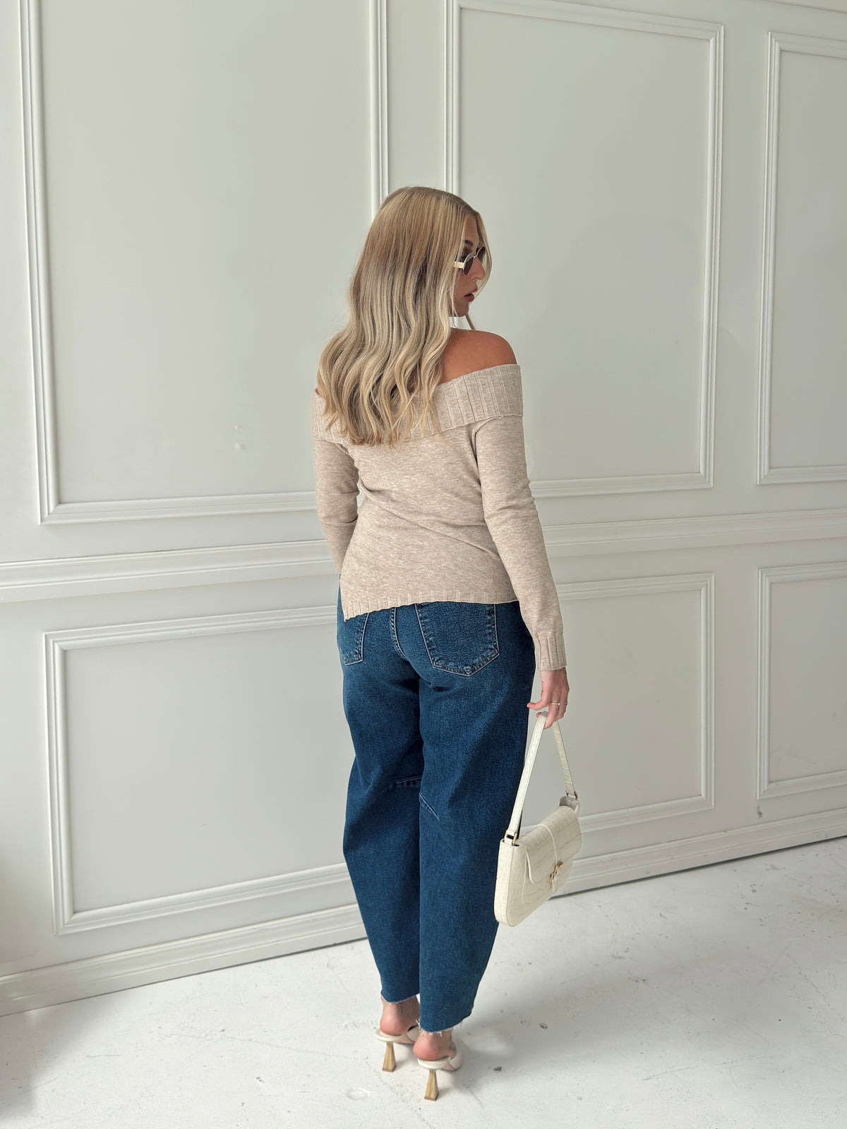 Charlotte Foldover Knit Sweater - Oatmeal
