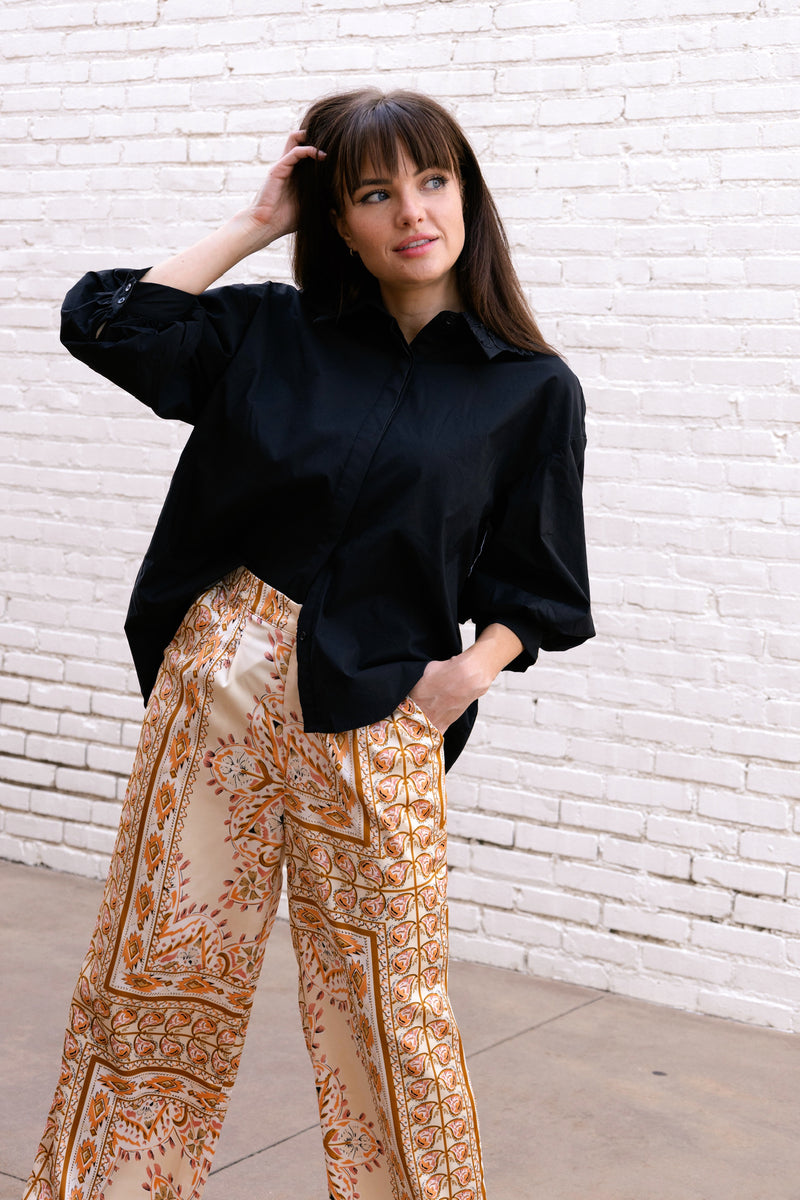 Satin Paisley Pants