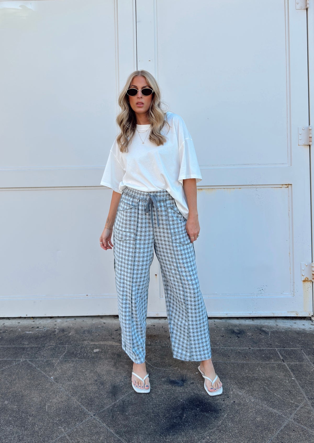 Bailey Barrel Knit Pants - Blue Grey
