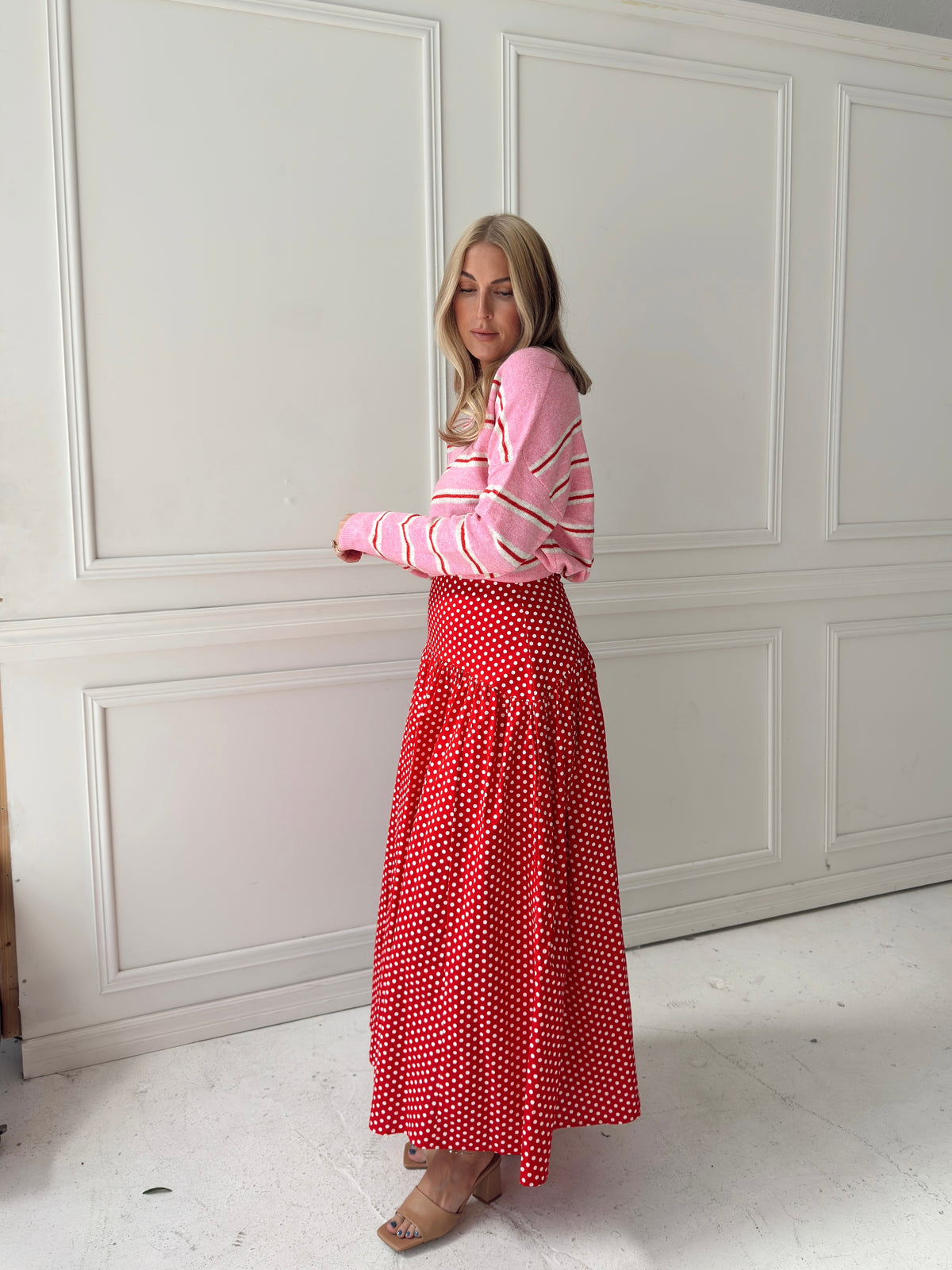 Set Your Sails Polka Dot Skirt - Red