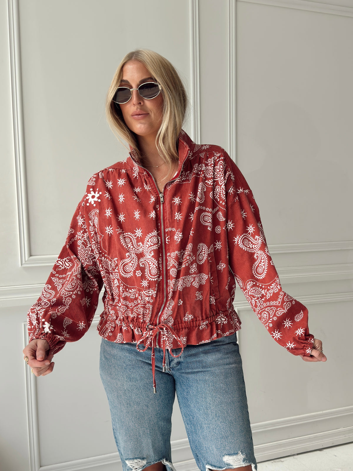Chloe Bandana Print Bomber Jacket