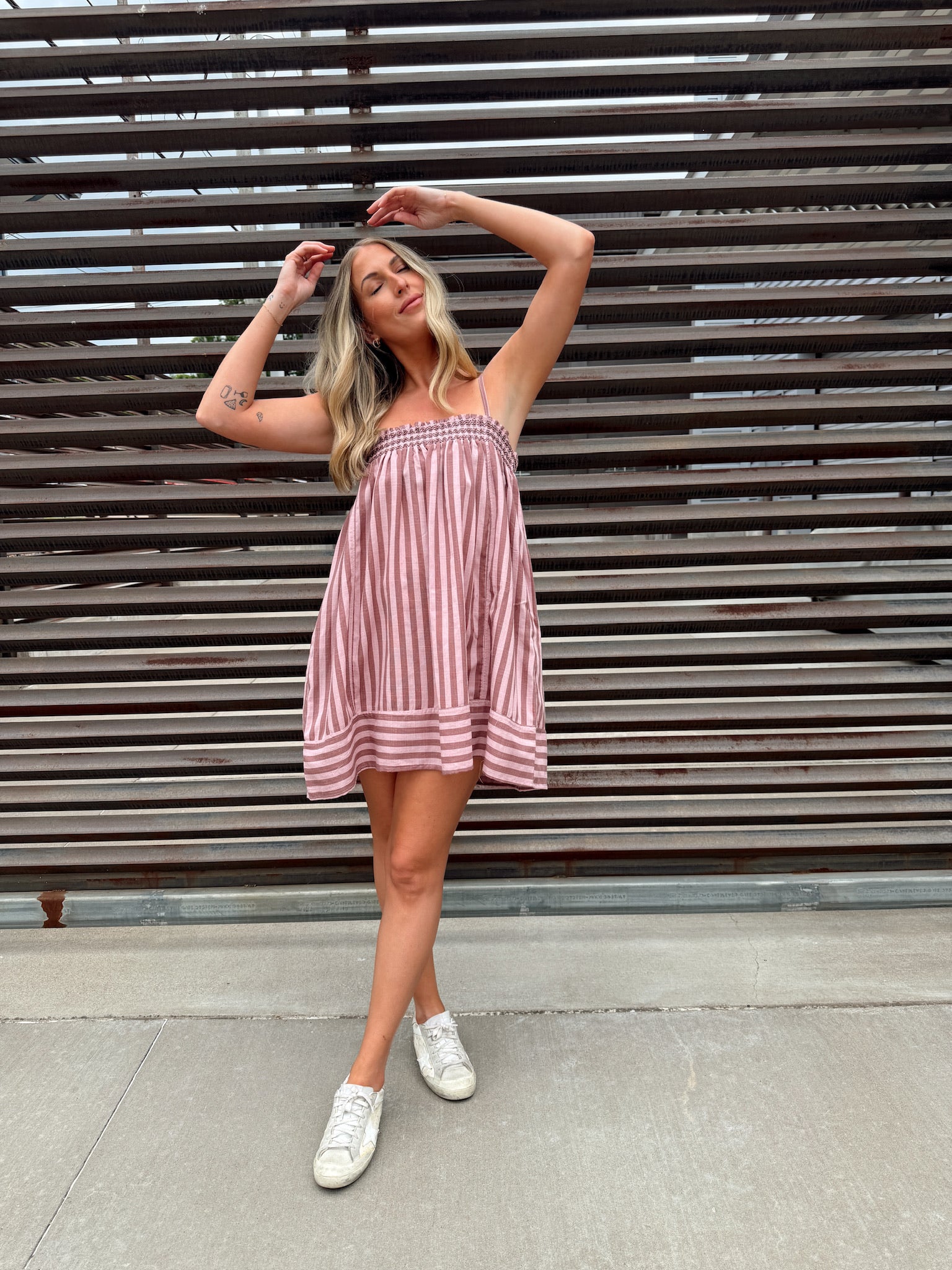 Summer Stripes Mauve Mini Dress