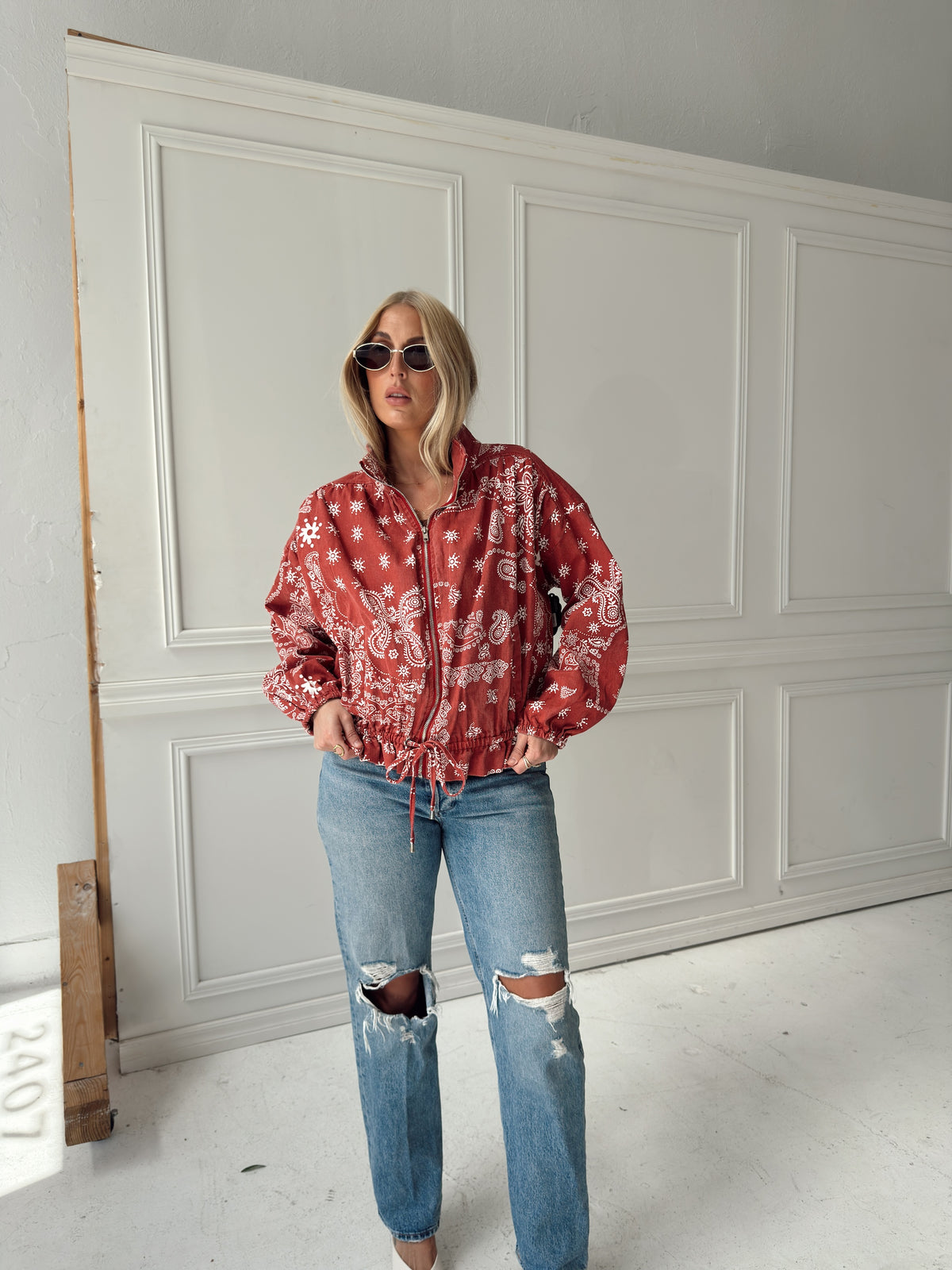 Chloe Bandana Print Bomber Jacket