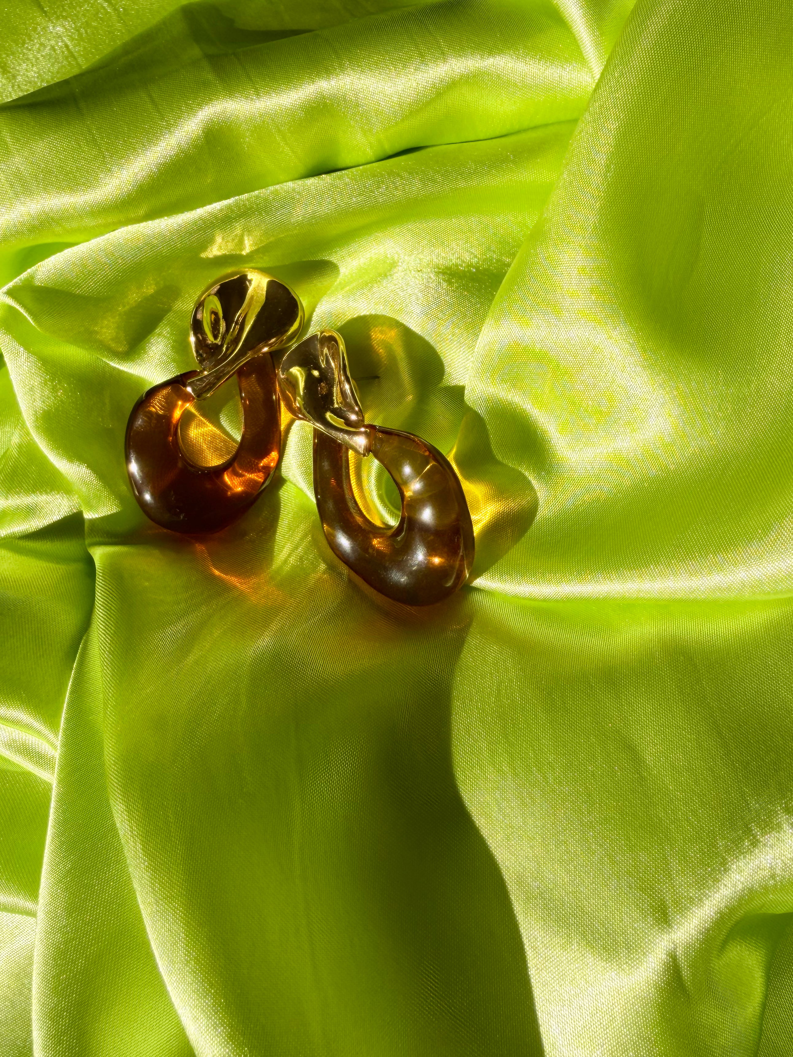 Twisted Resin and Metal Earrings