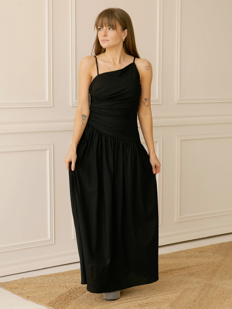 Alys Asymmetrical Black Maxi