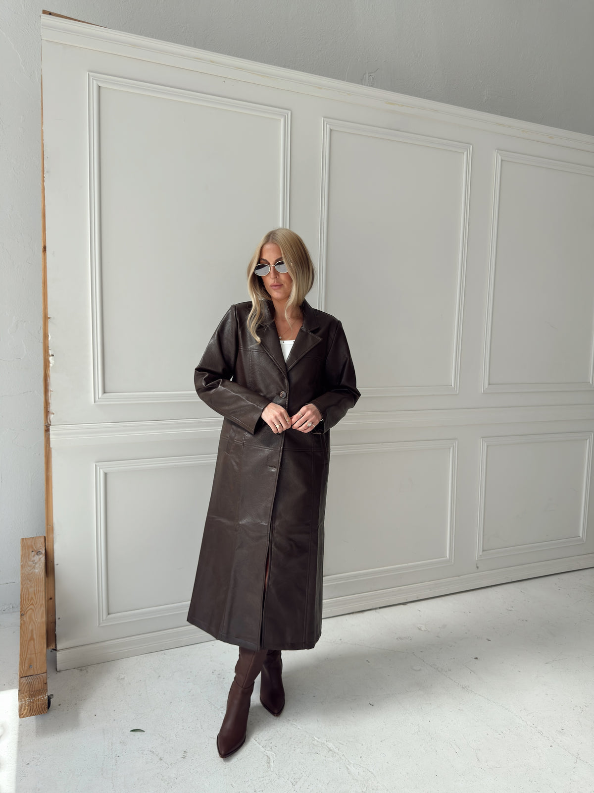 Freya Faux Leather Long Coat