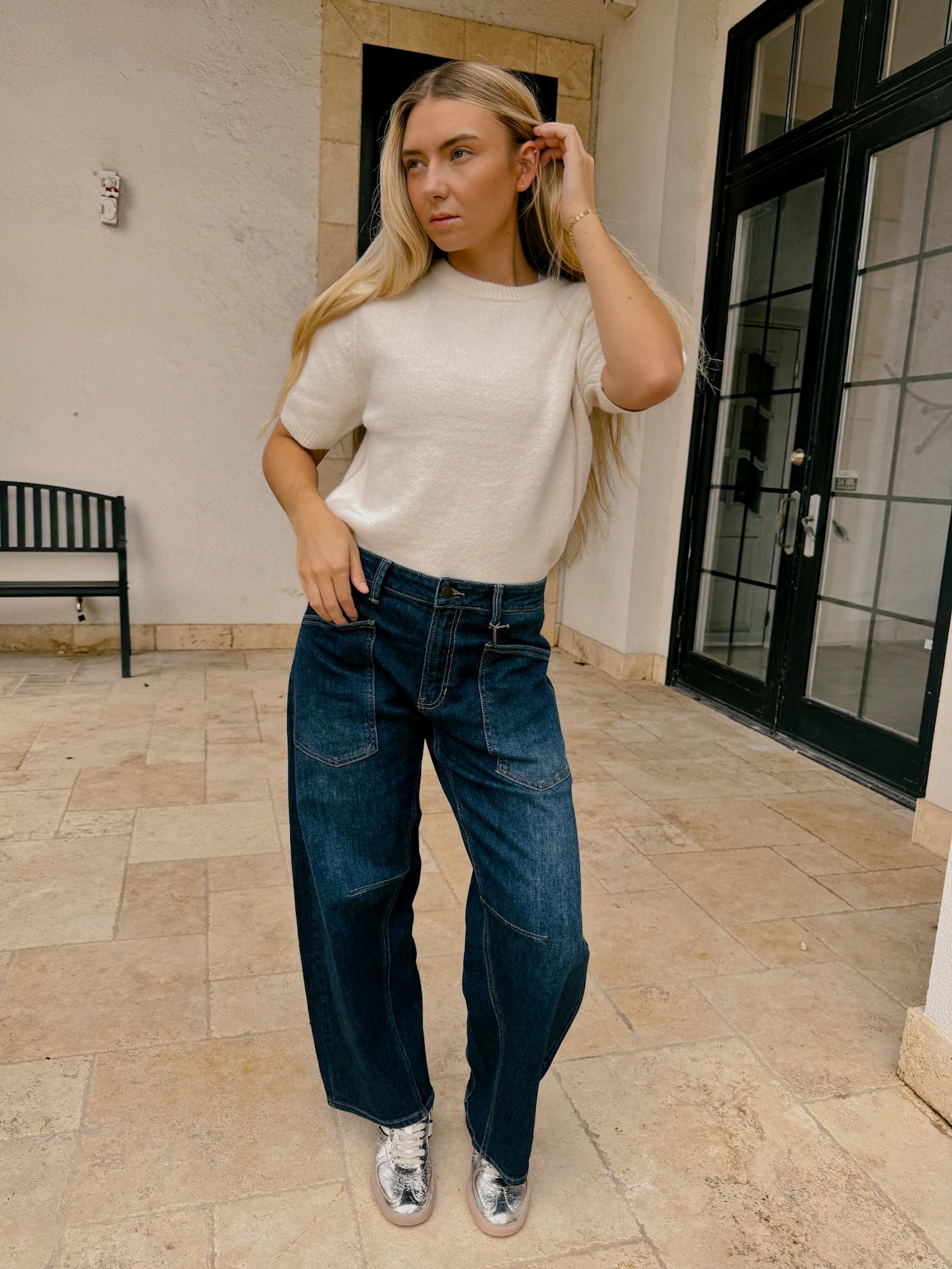Patch Pocket Dark Barrel Jean