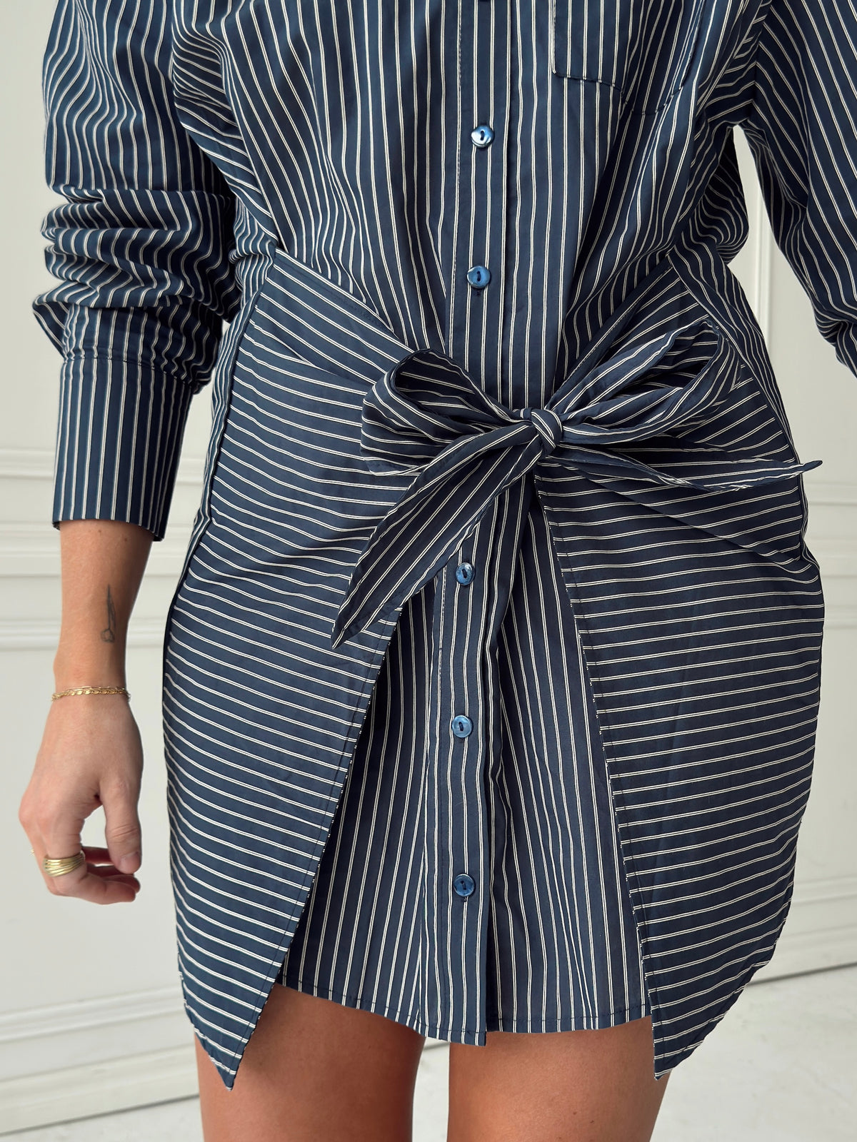 Sadie Stripe Button Down Shirt Dress
