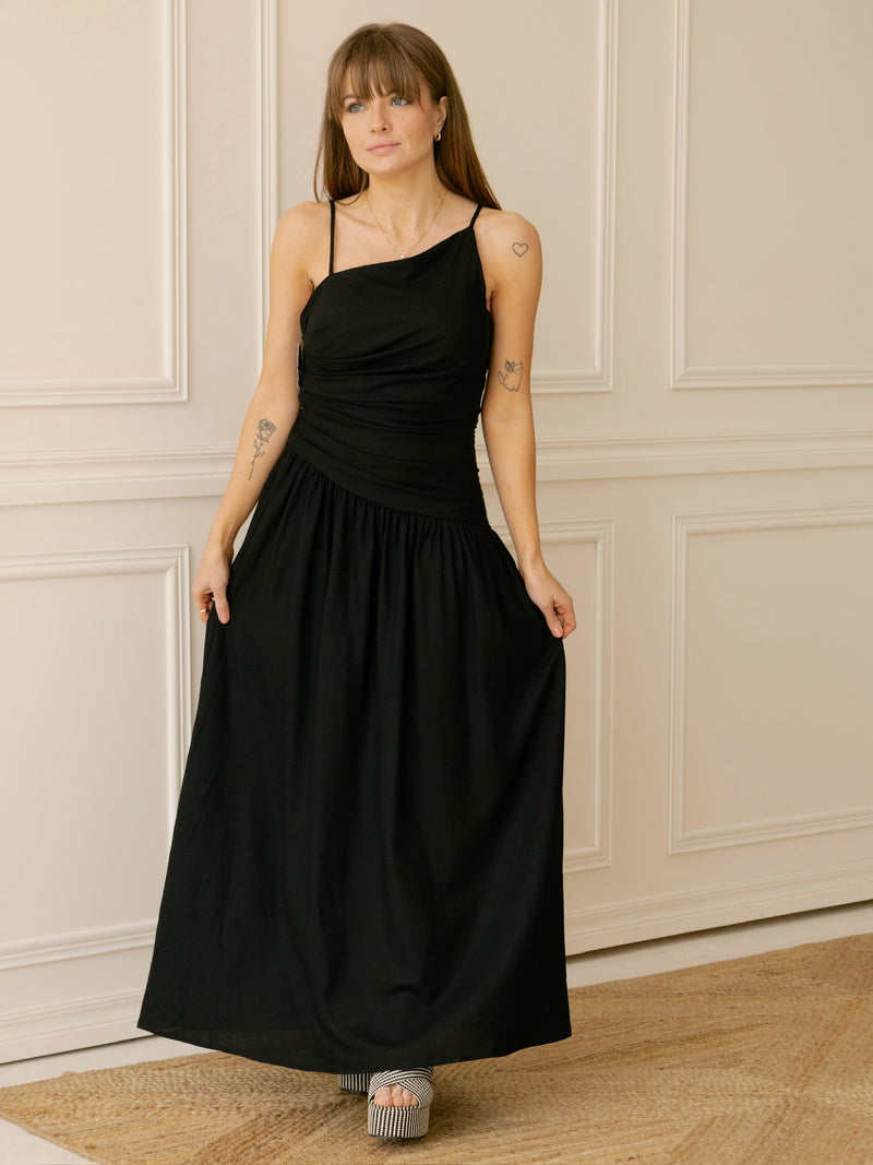 Alys Asymmetrical Black Maxi