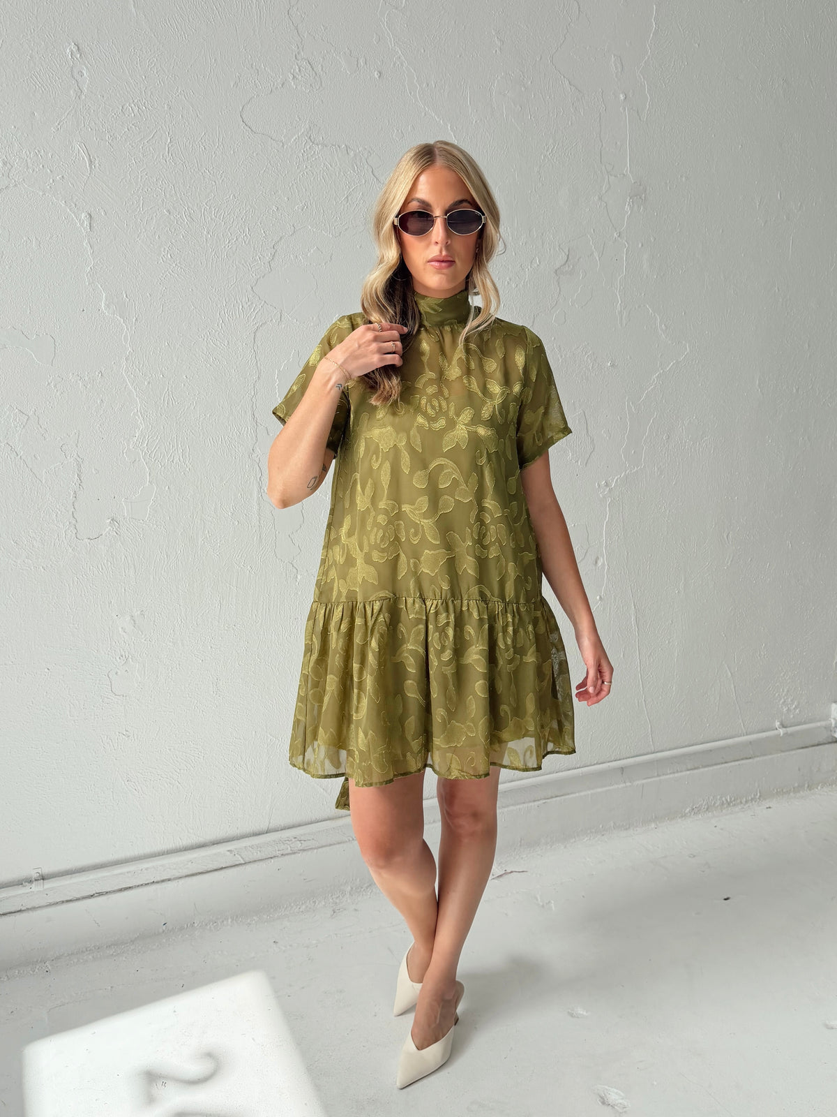 Kelly Floral Mini Dress - Olive
