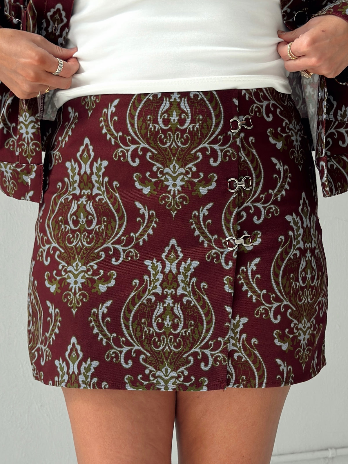 Ari Paisley Print Denim Mini Skirt