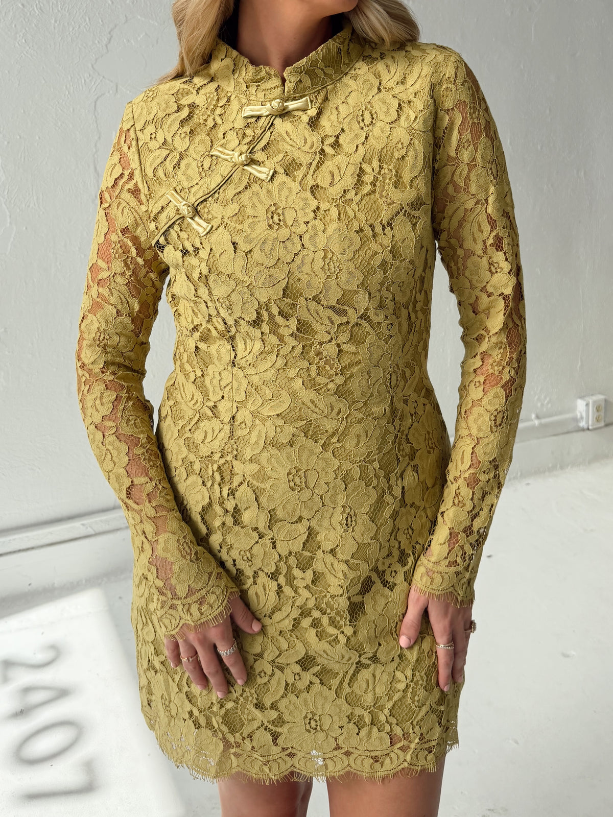 Juliette Floral Lace Mini Dress - Olive