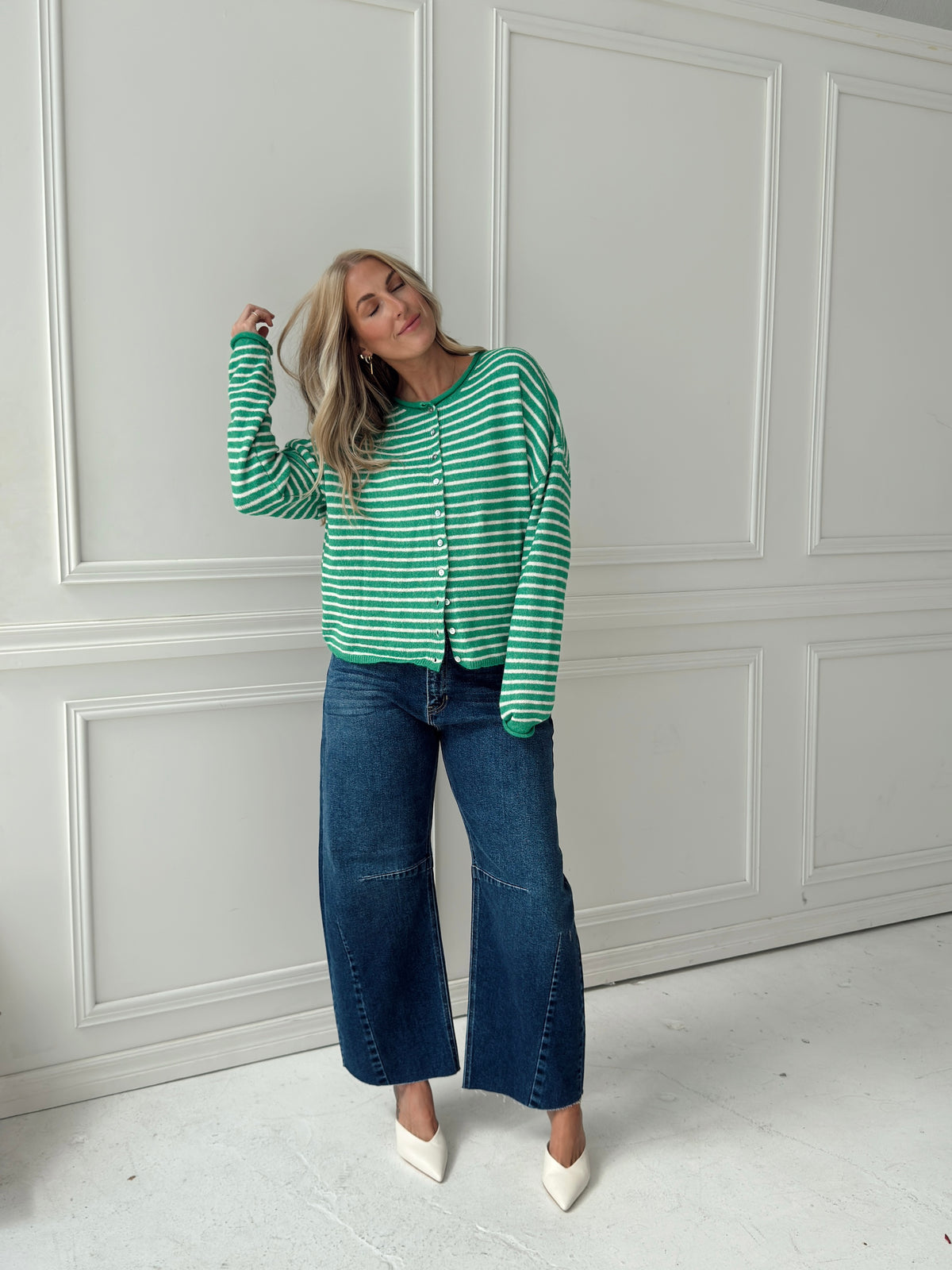 Brynn Striped Cardigan - Green