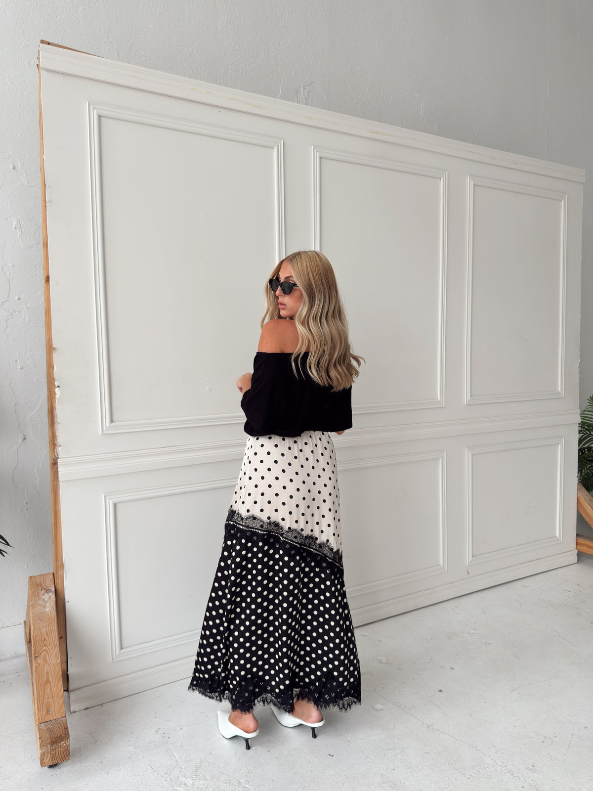 Diana Dual-Tone Polka Dot Maxi Skirt