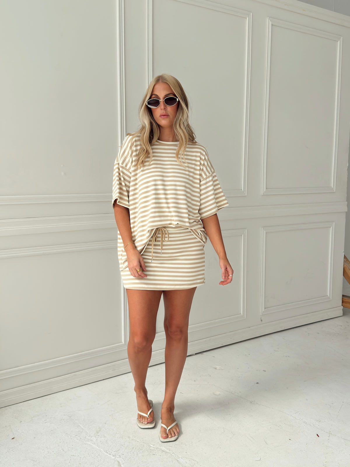 Weekender Stripe Skort - Beige