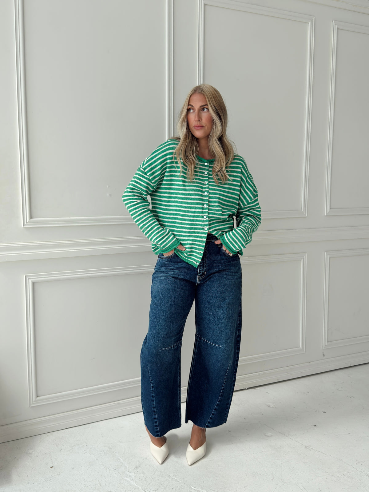 Brynn Striped Cardigan - Green