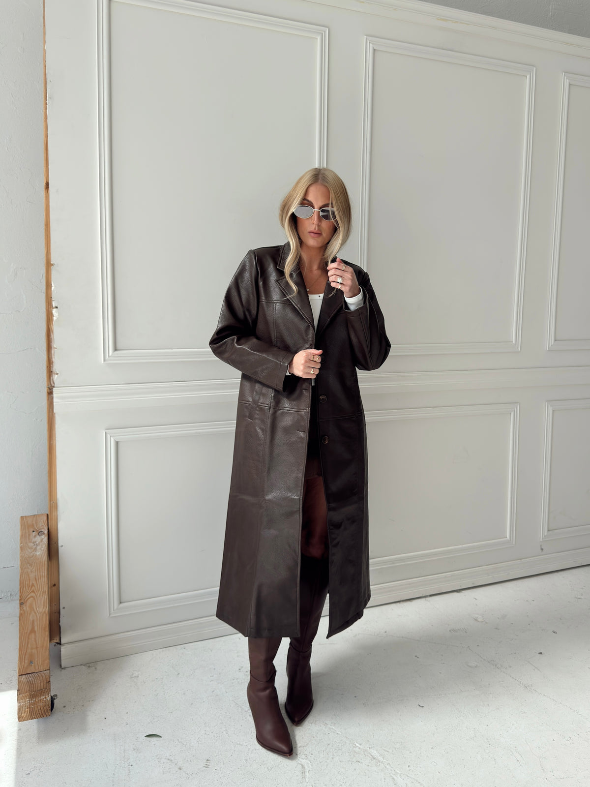 Freya Faux Leather Long Coat