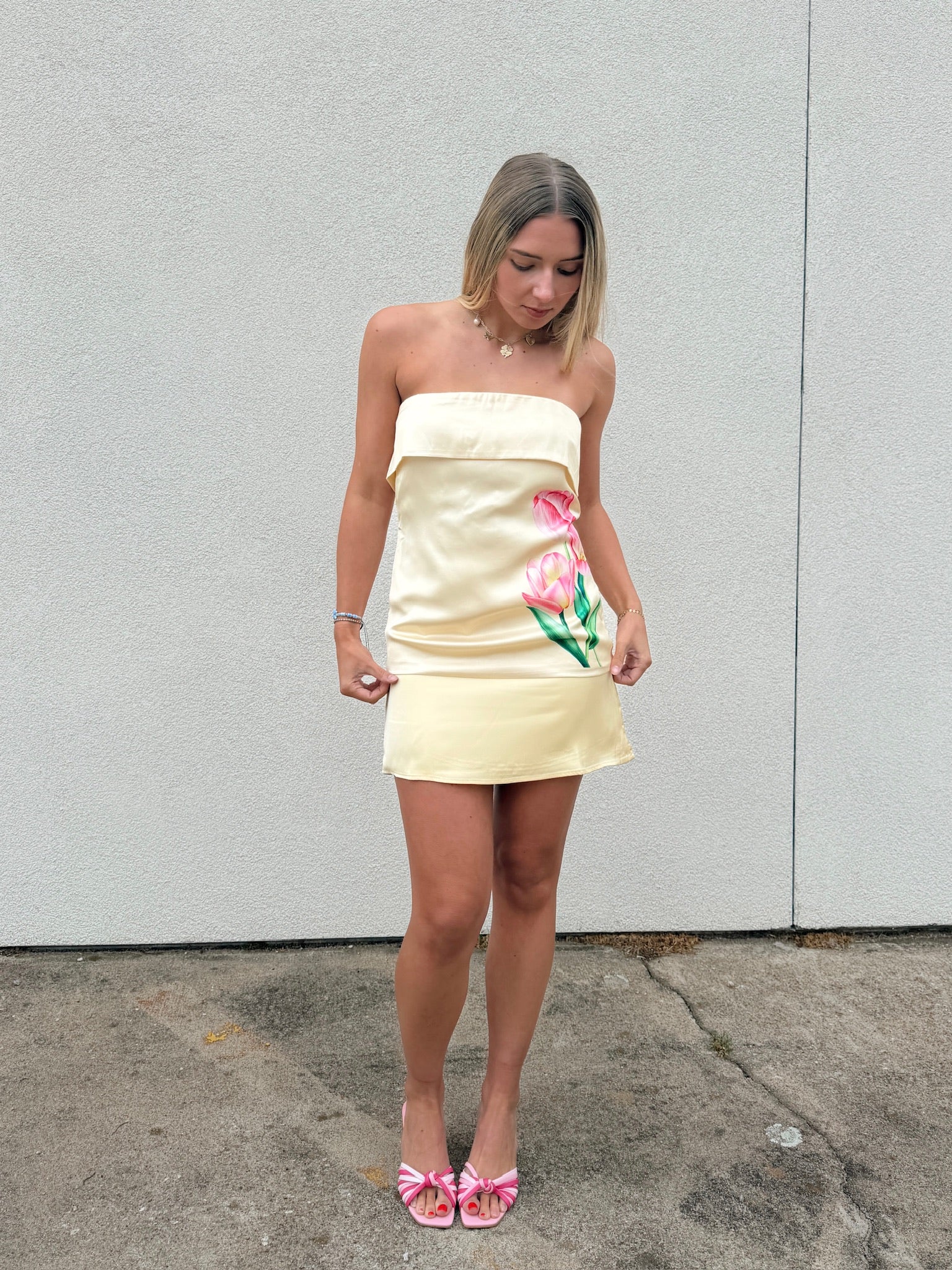 Tropics Strapless Satin Top