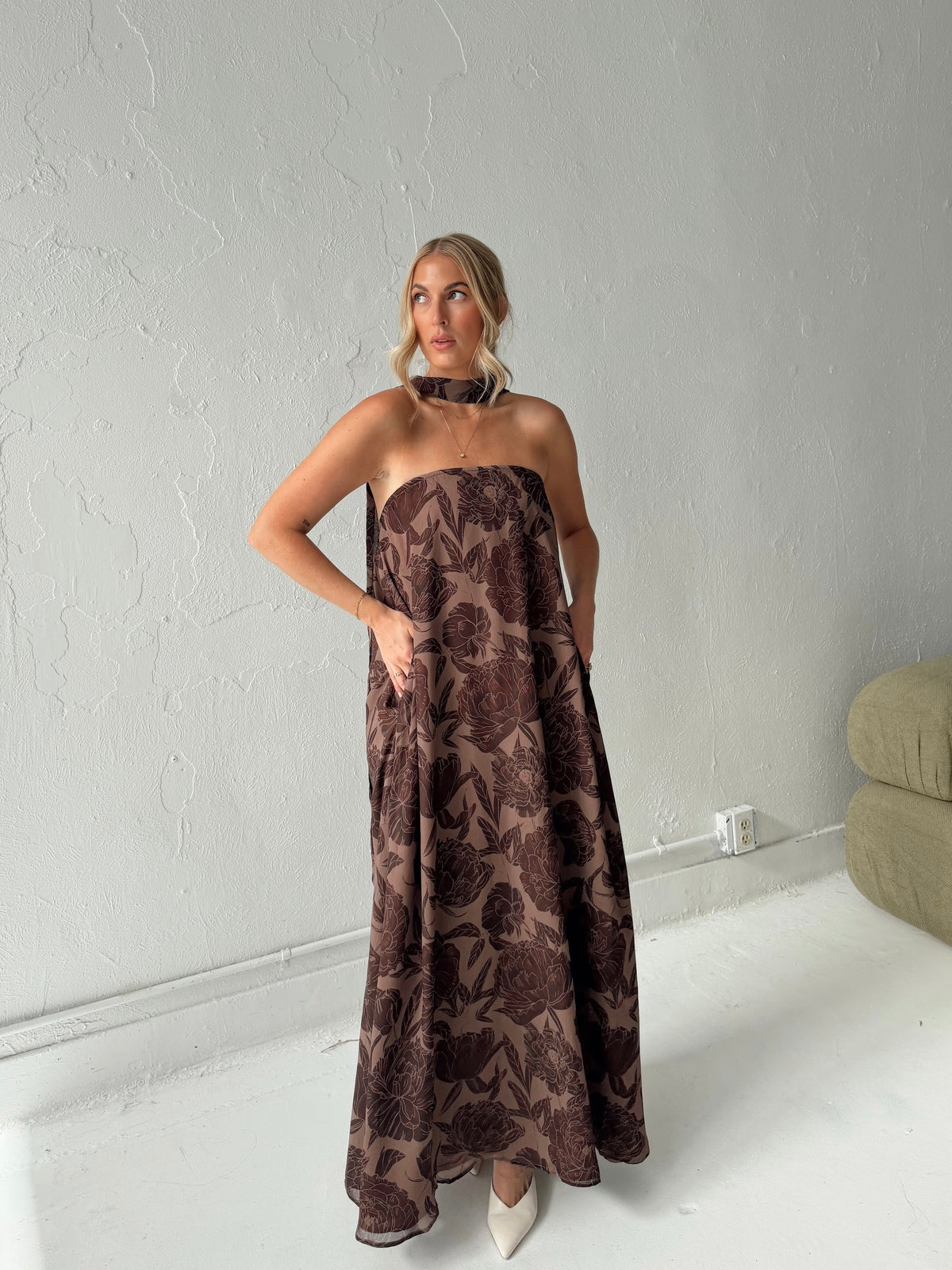 Maddie Chocolate Floral Maxi