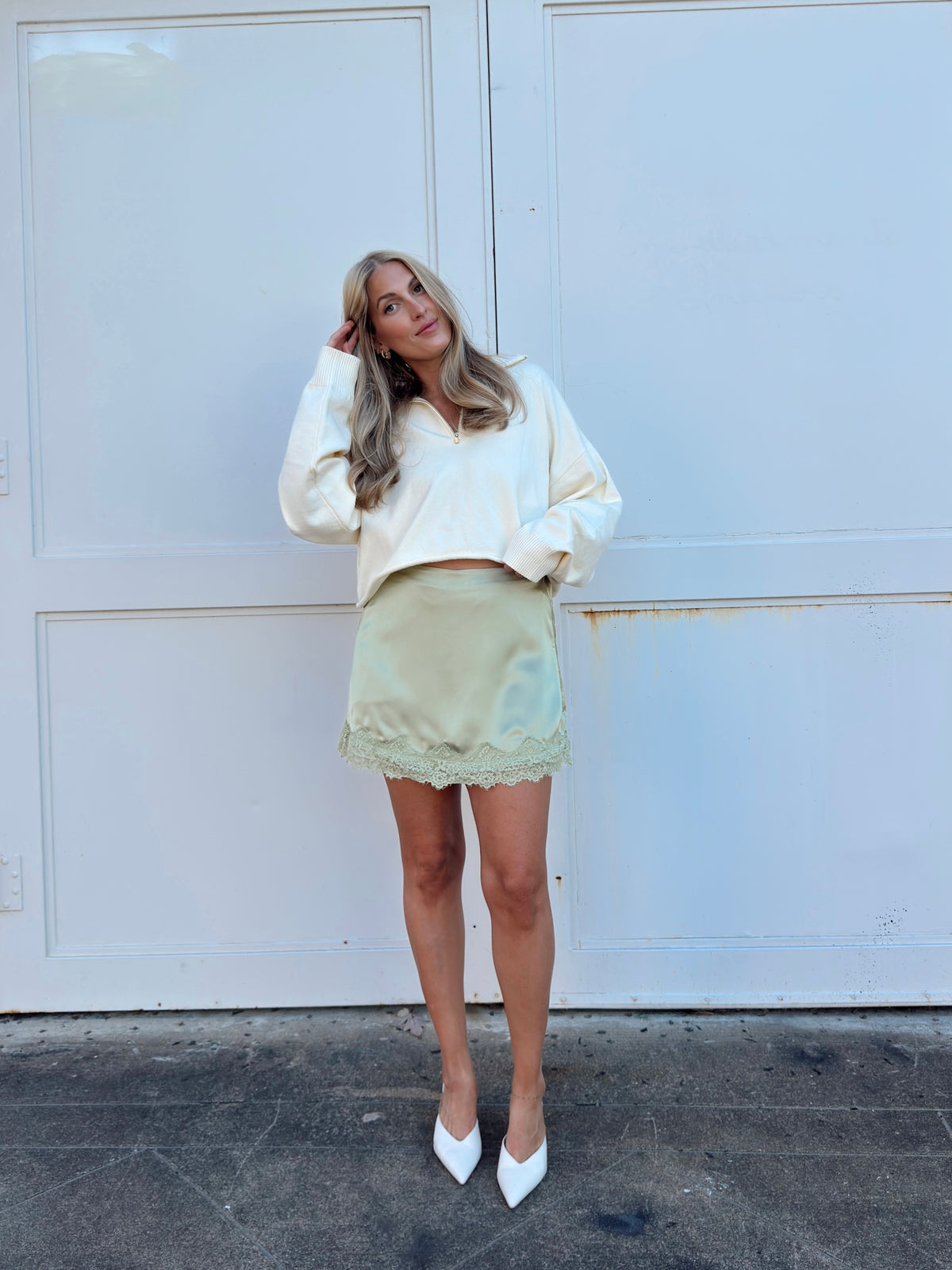 Sabrina Lace Trim Mini Skort - Matcha